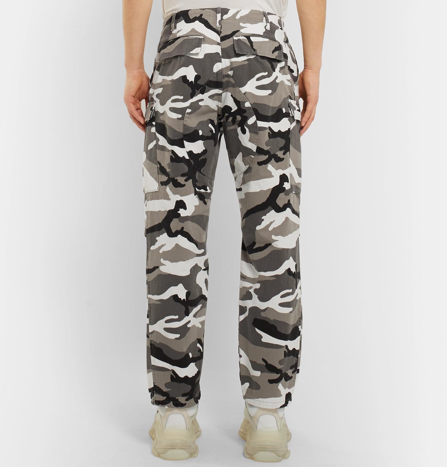 Balenciaga Slim-fit Camouflage-print Cotton-twill Cargo Trousers in ...