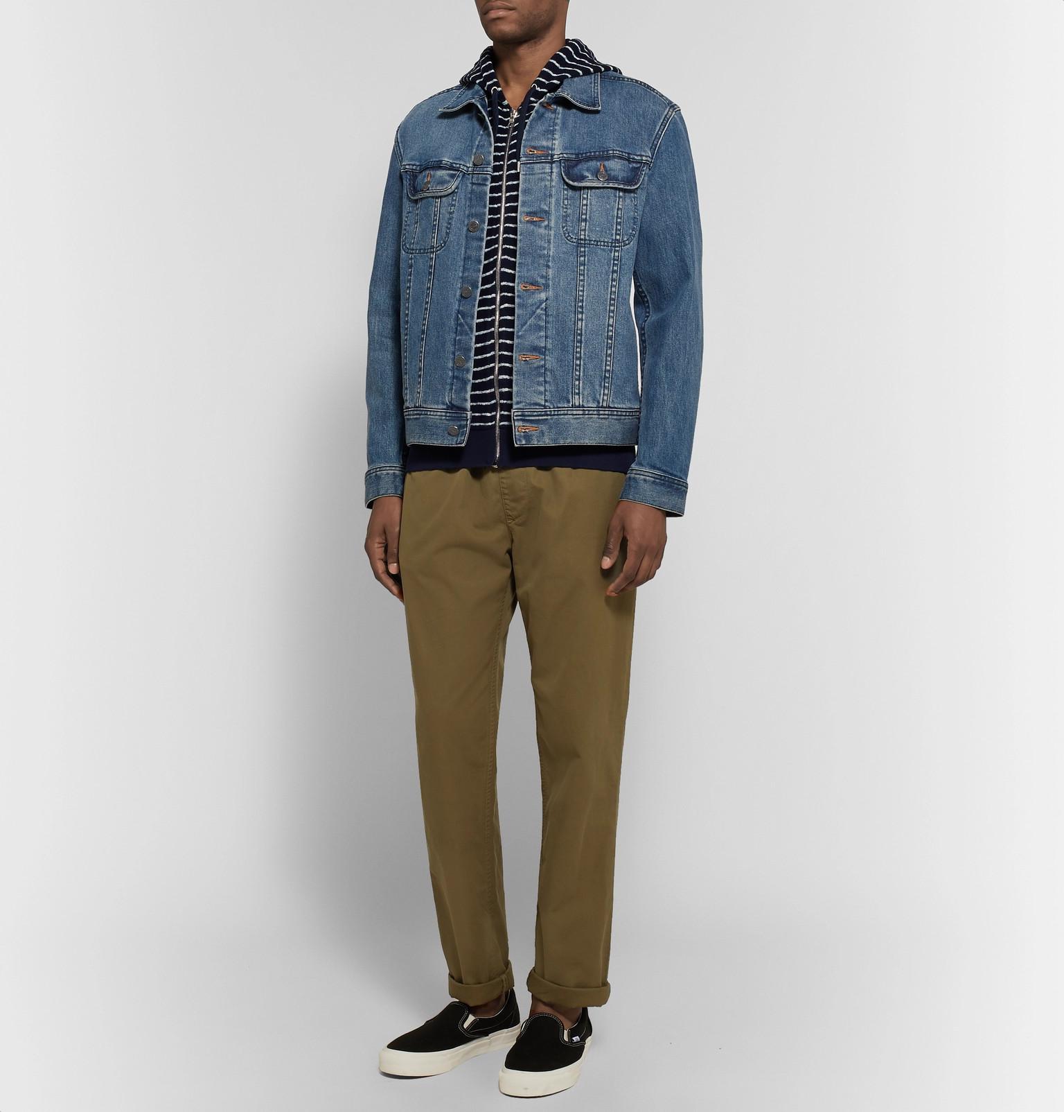 Zip Terry Orlebar Hoodie Up Thurloe For Cotton Striped Blue Fullscreen View Men Brown xqaHqgA