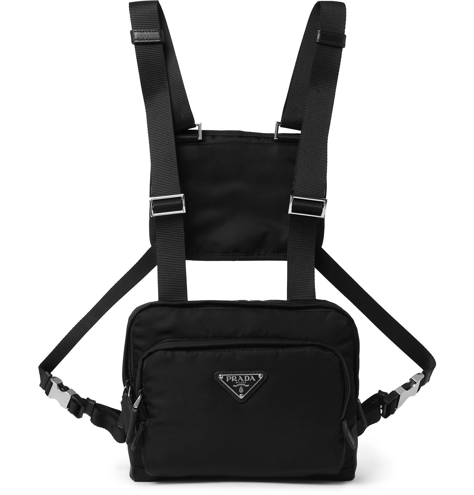 Prada Leather-trimmed Nylon Harness Bag in Black for Men - Lyst