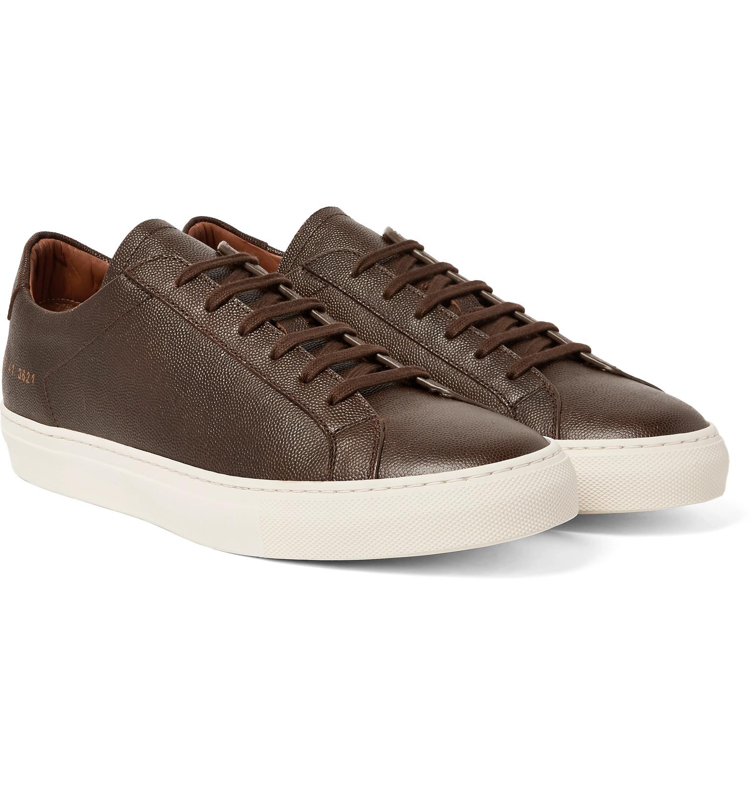 Common Projects Achilles Pebble-grain Leather Sneakers in Brown for Men ...