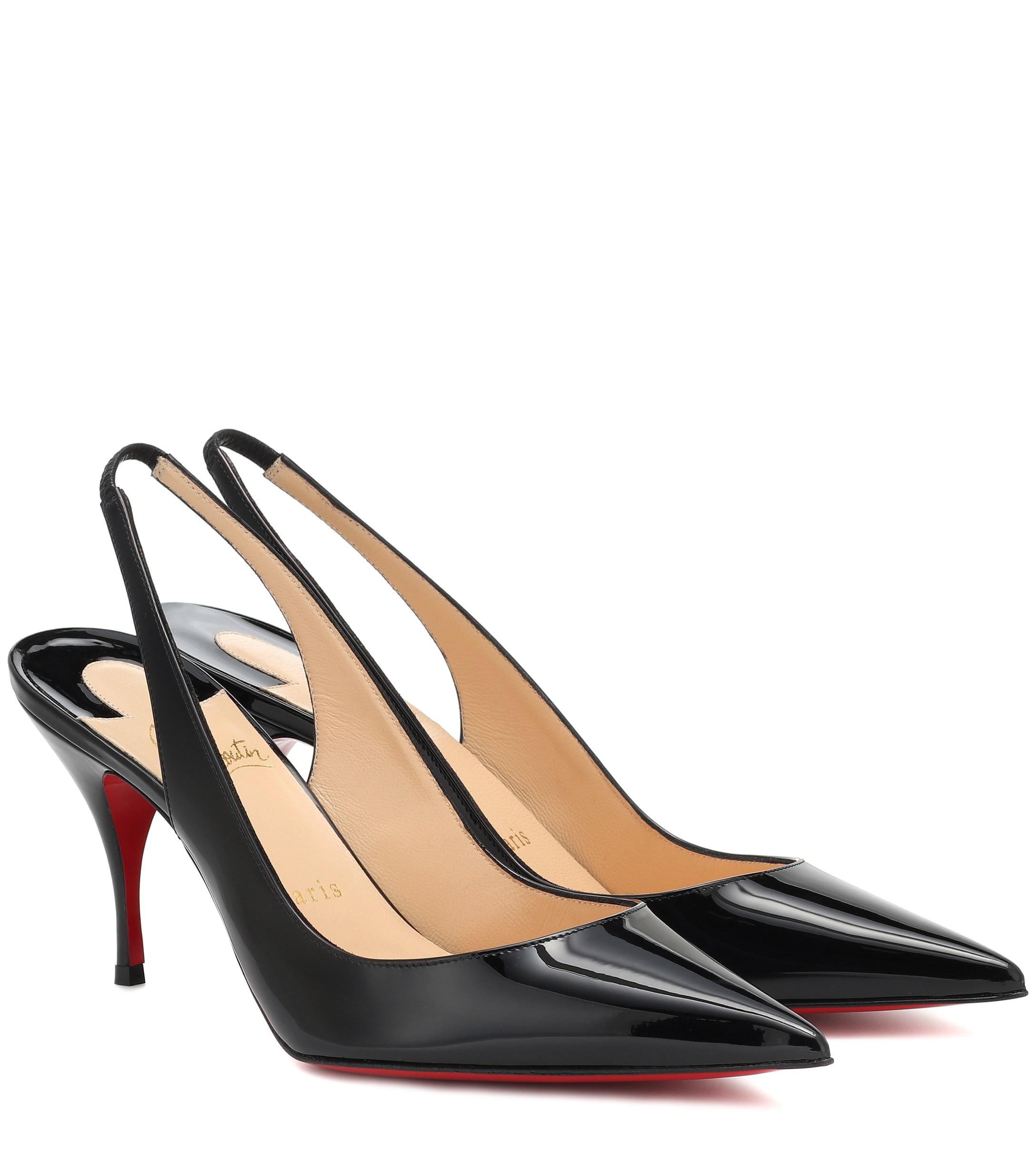 Christian Louboutin Clare Sling 80 Patent Leather Pumps in Black - Lyst