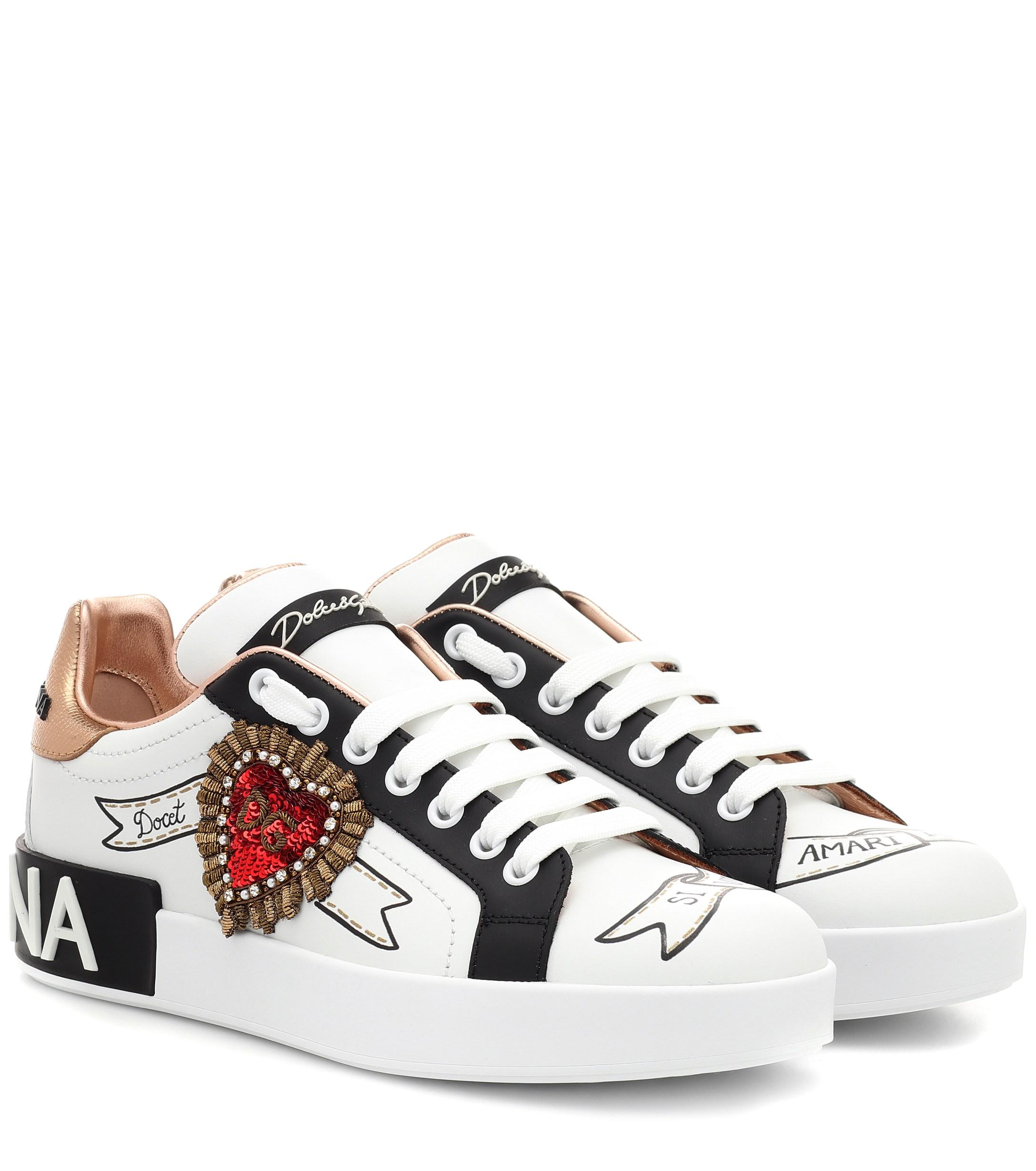 Lyst - Dolce & Gabbana Portofino Leather Sneakers