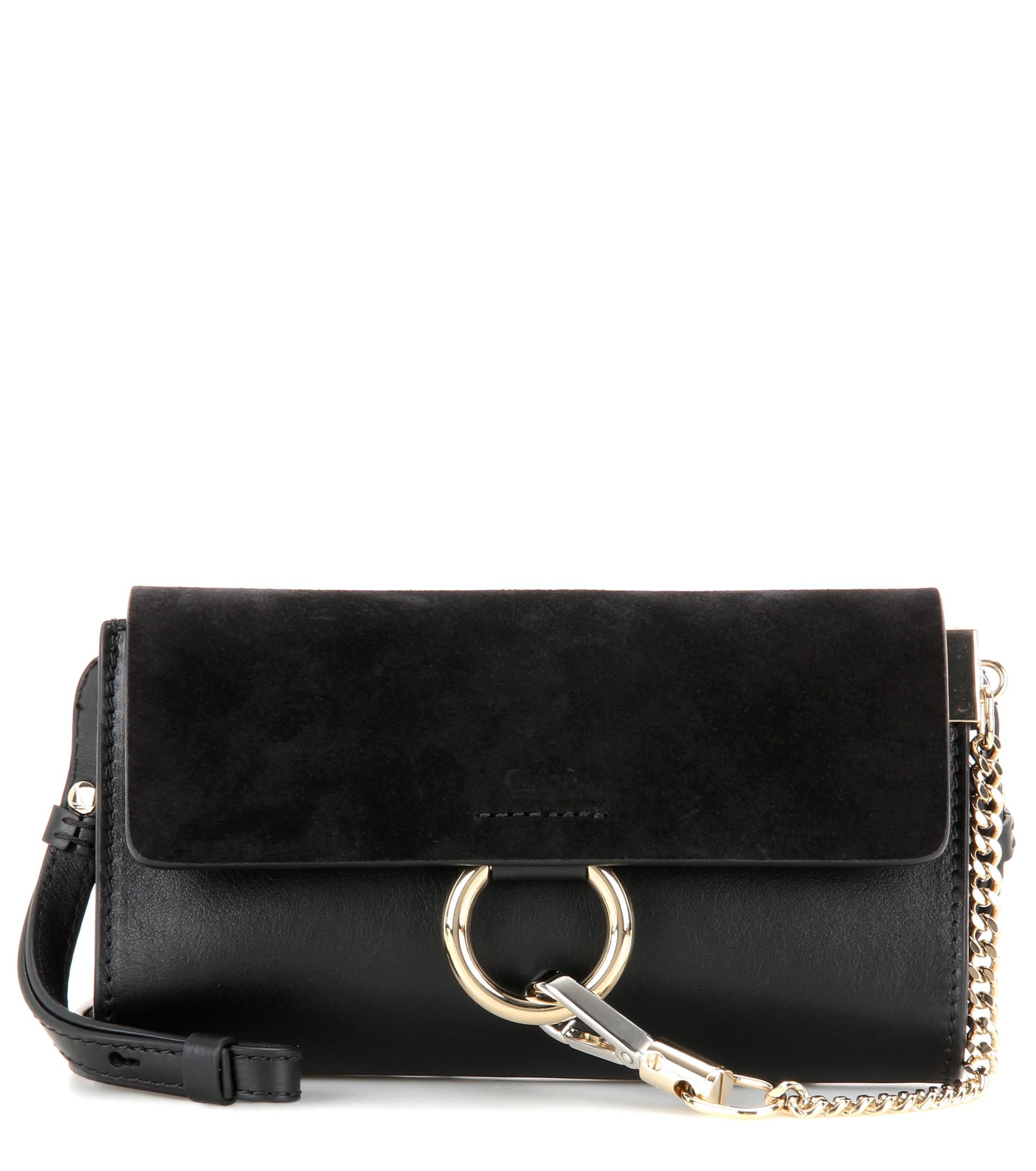 Lyst - Chloé Faye Mini Leather Wallet Bag in Black