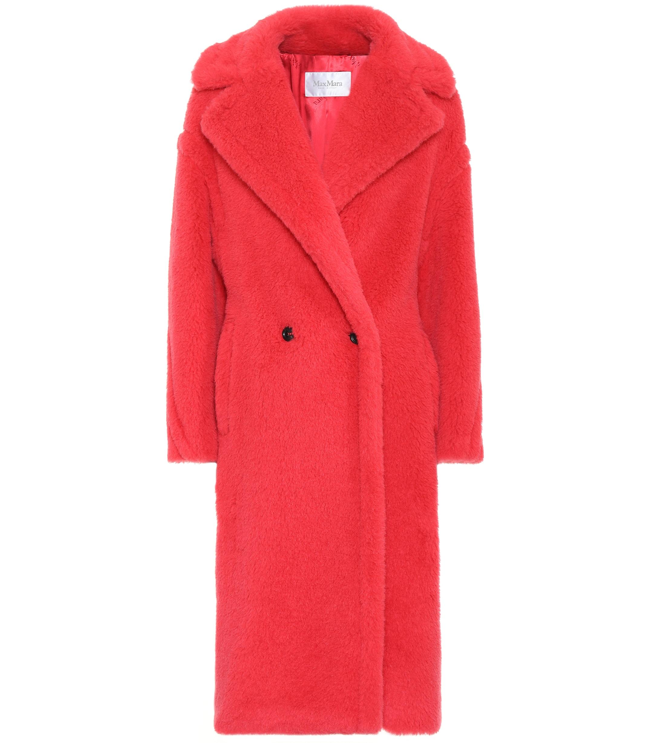 Max Mara Wool Teddy Bear Icon Alpaca-blend Coat in Red - Lyst