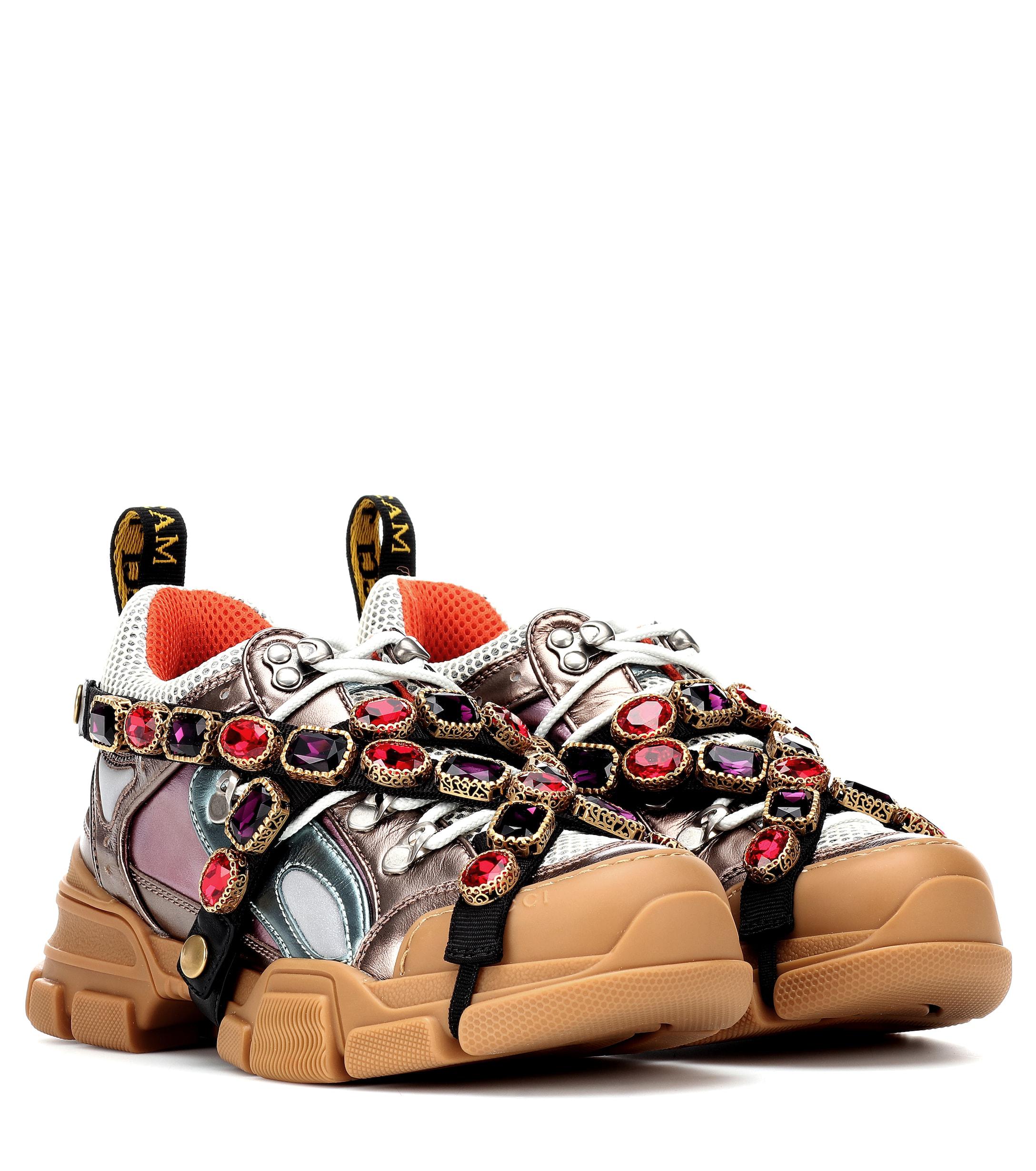 Lyst - Gucci Flashtrek Embellished Sneakers