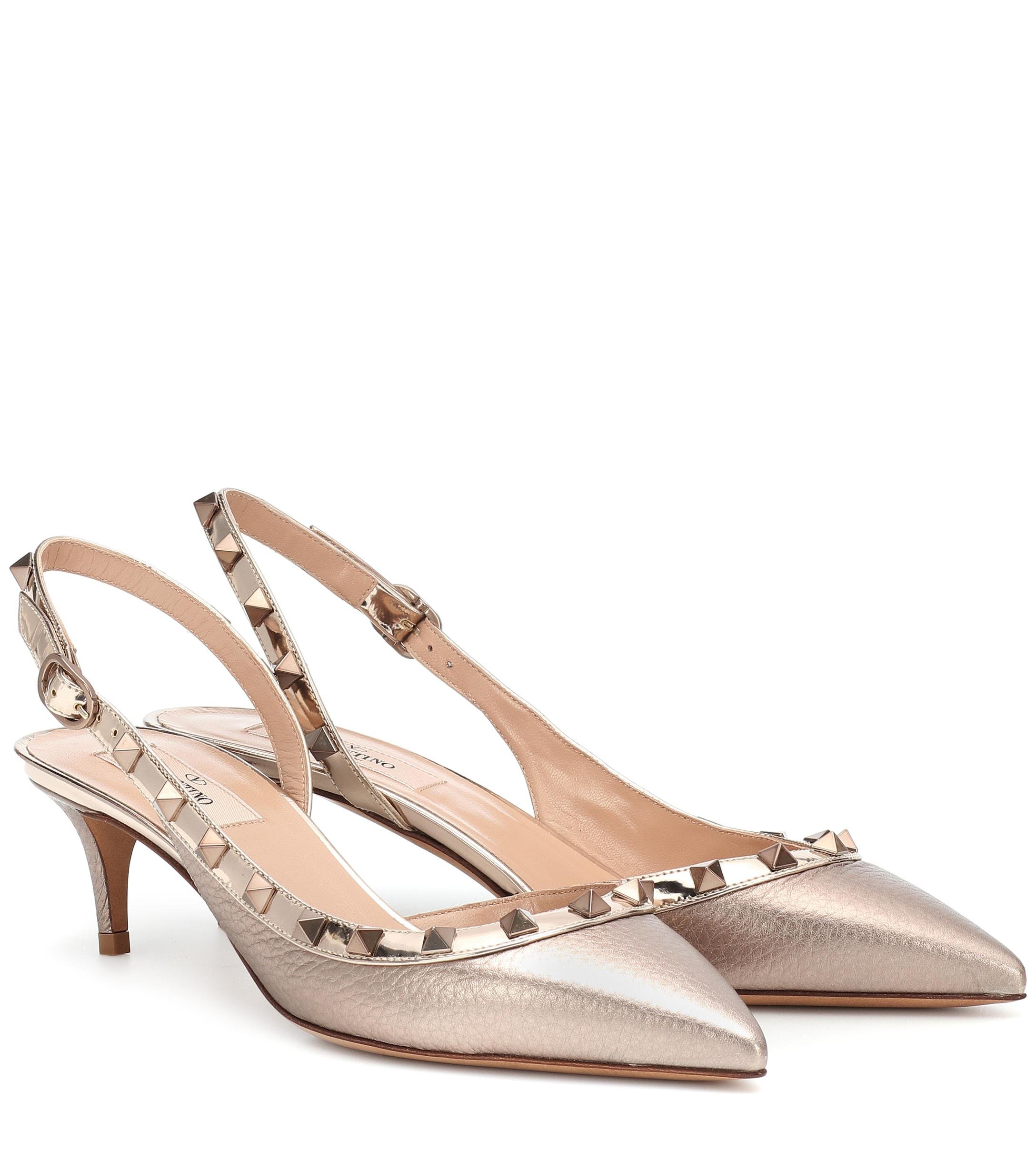 Lyst - Valentino Rockstud Leather Slingback Pumps