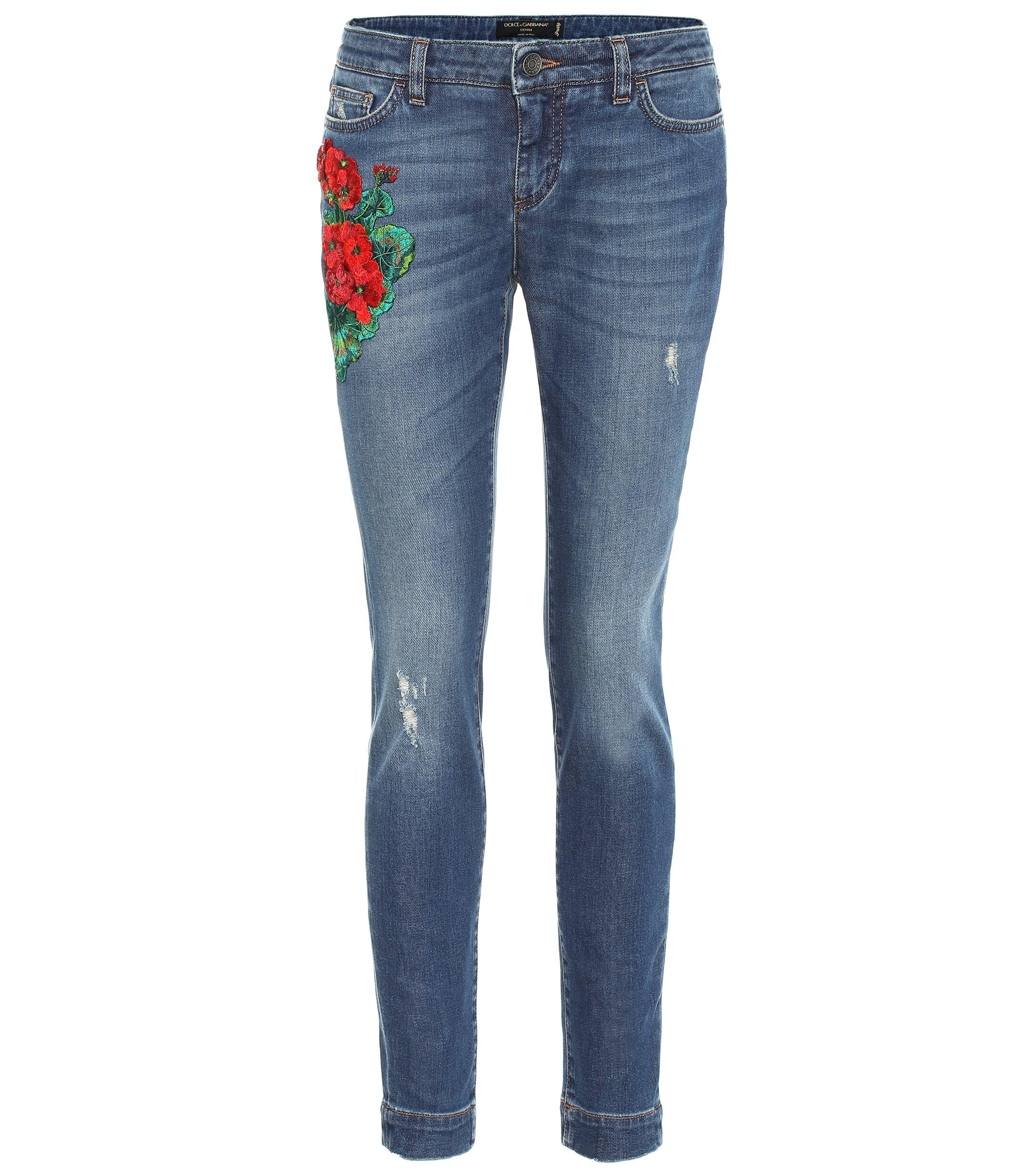 Dolce & Gabbana Embroidered Lowrise Skinny Jeans in Blue Lyst