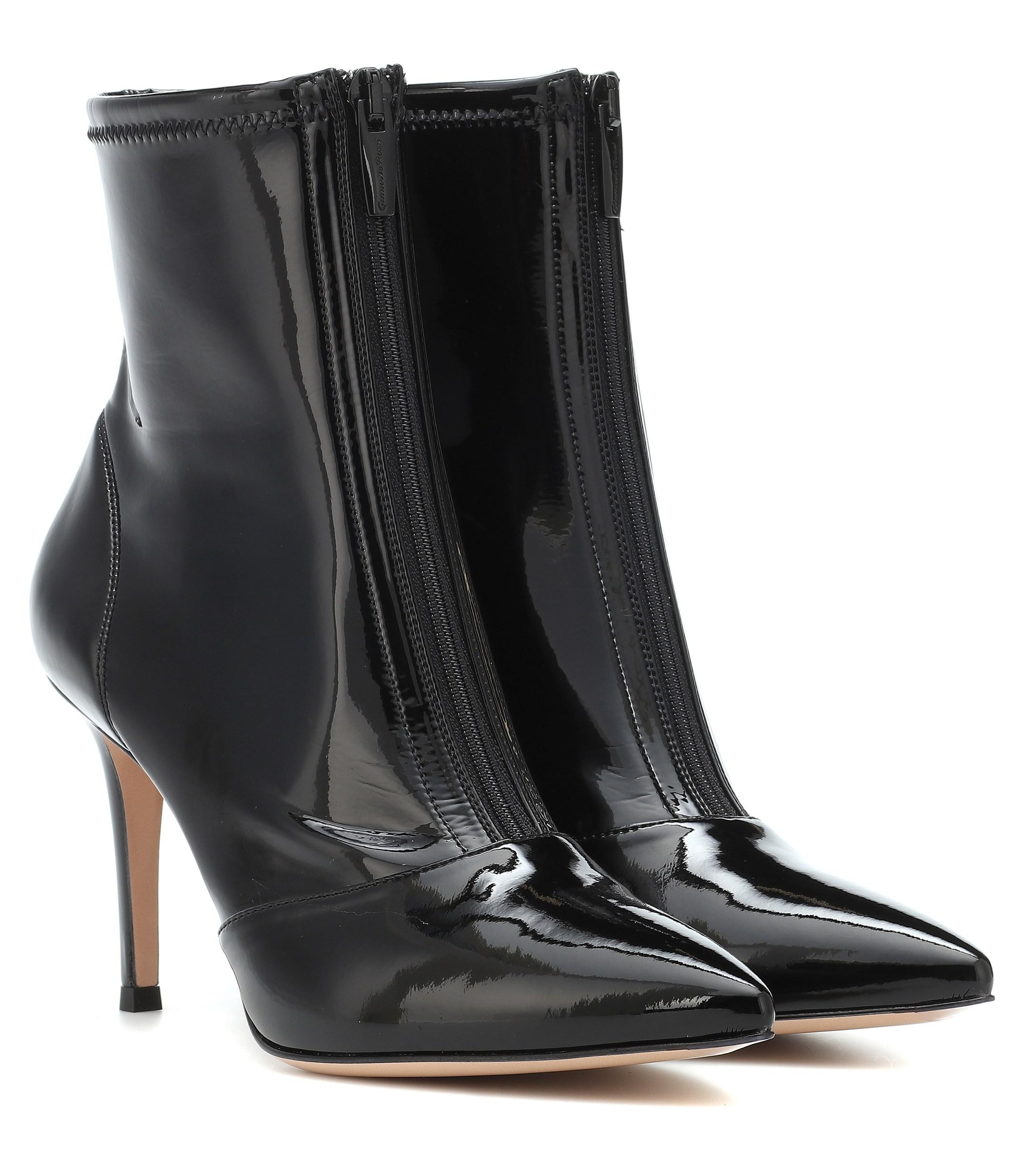 Gianvito Rossi Leather Welch 85 Vinyl Ankle Boots in Black - Lyst