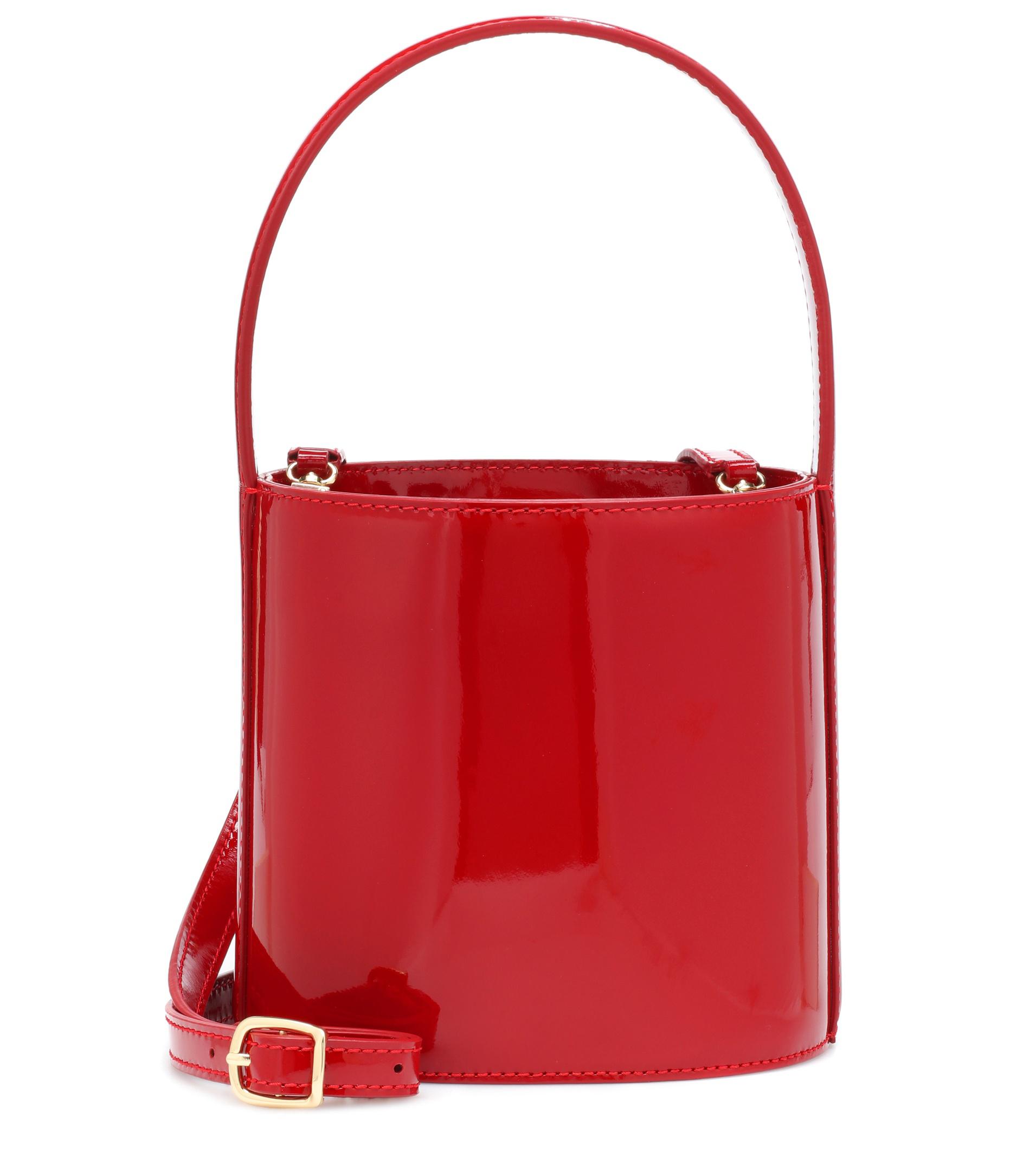 STAUD Bissett Patent Leather Bucket Bag in Red - Lyst