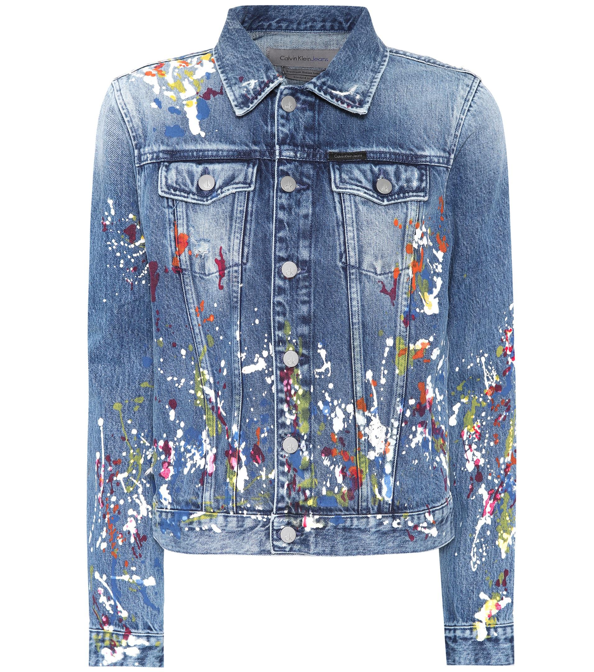 Calvin Klein Paint Splatter Denim Jacket in Blue Lyst
