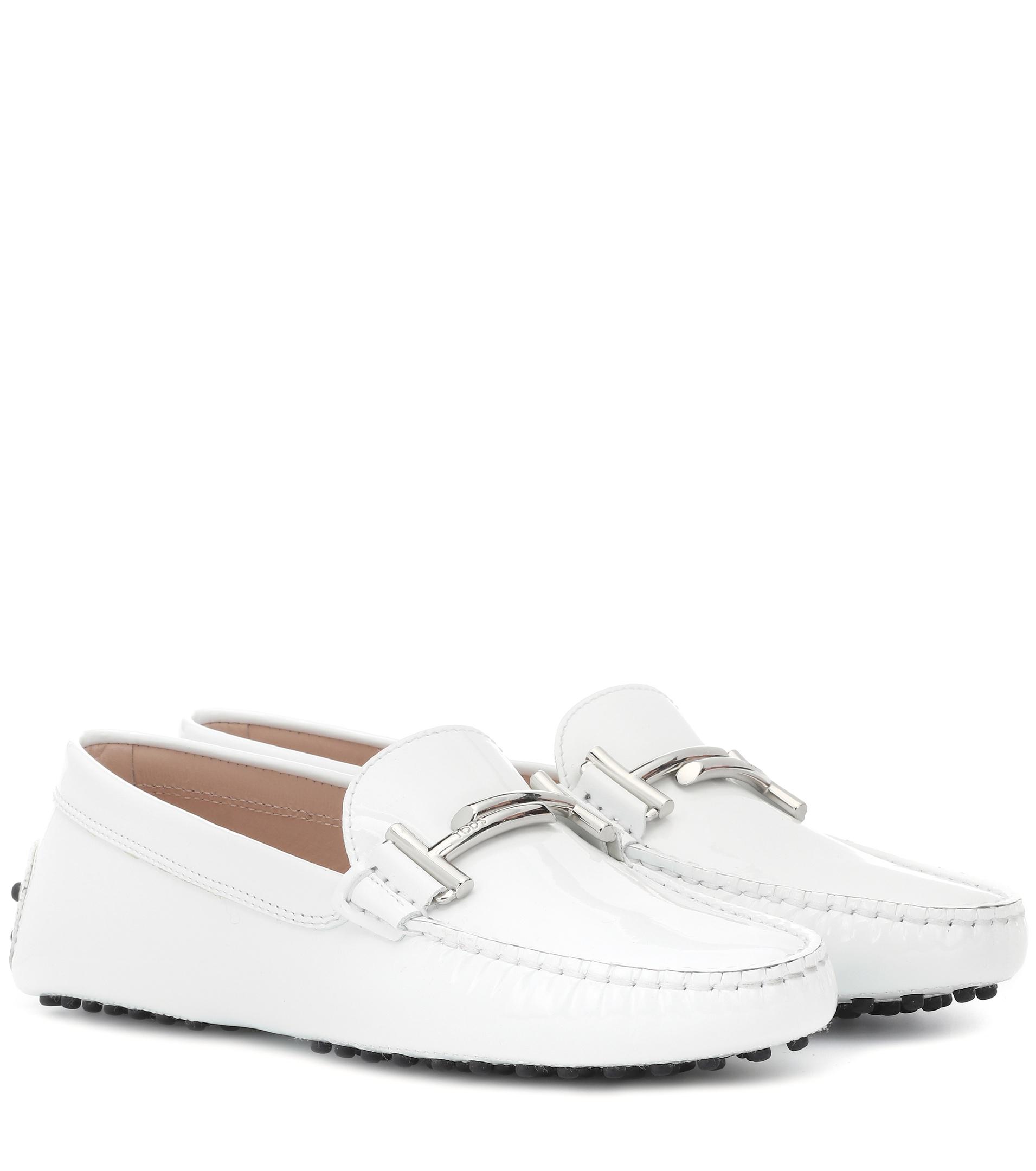 Tod's Gommino Patent Leather Loafers in White - Save 10% - Lyst