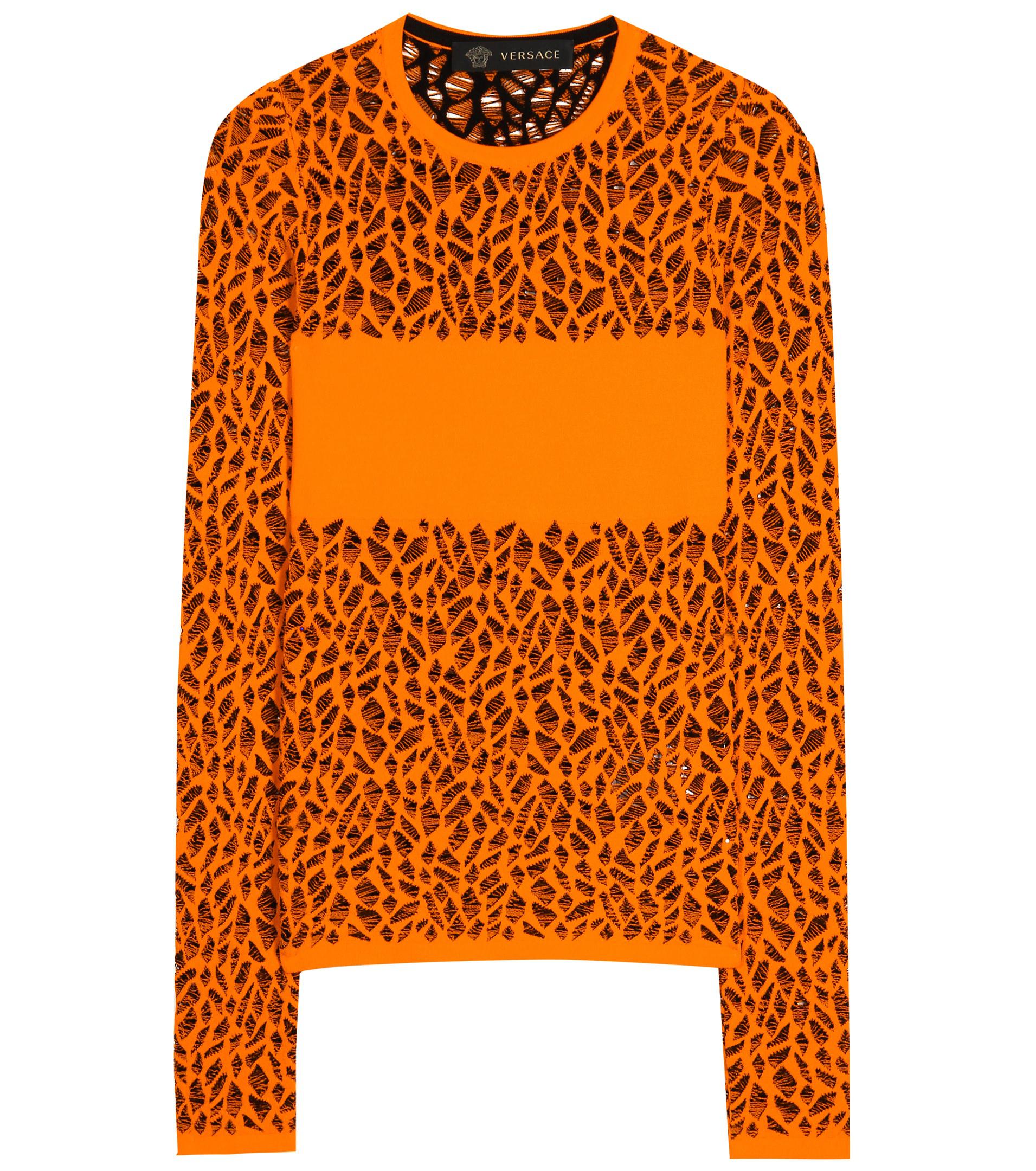 Lyst - Versace Knitted Sweater in Orange