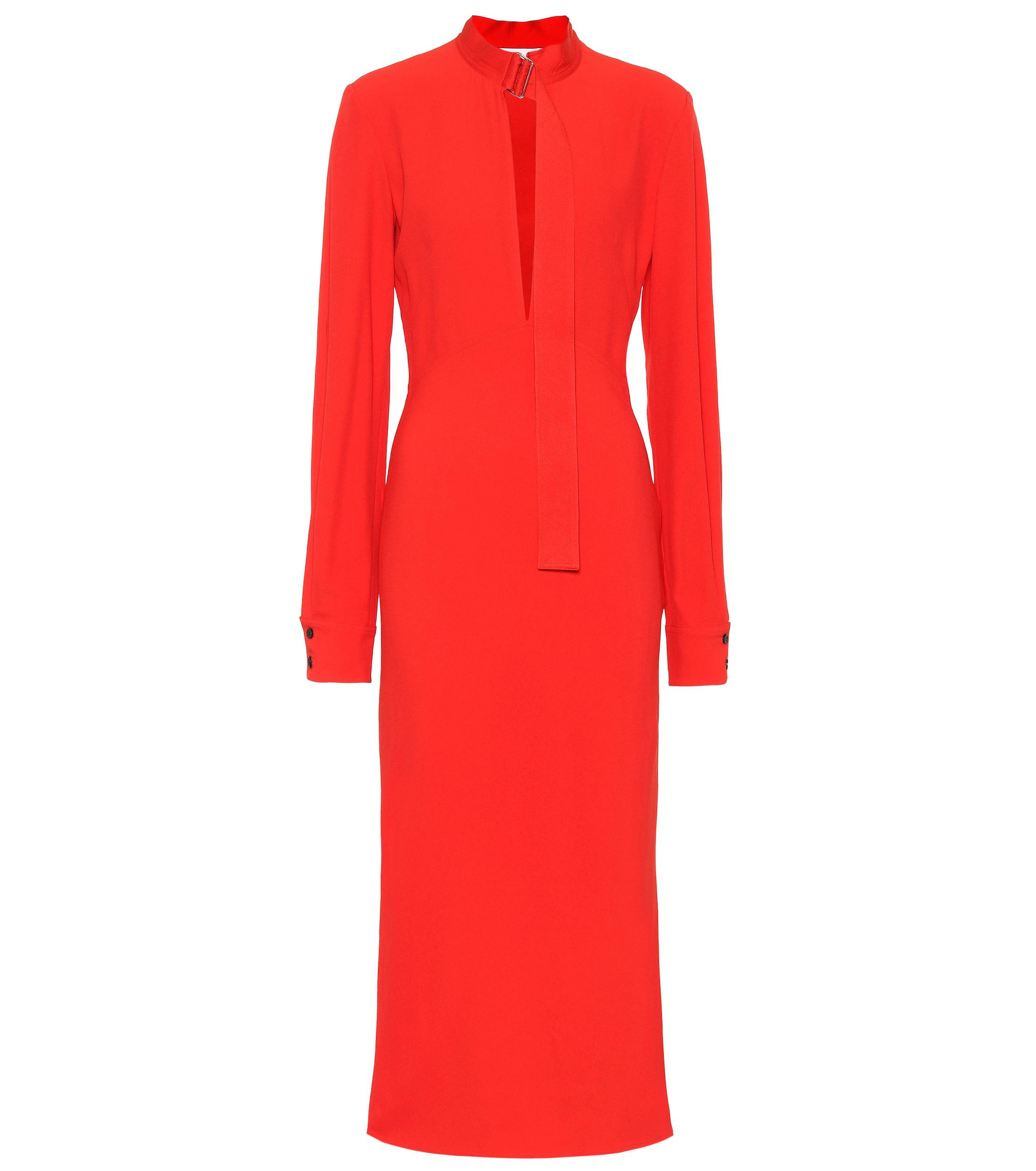 Lyst - Victoria Beckham Crêpe Midi Dress in Red