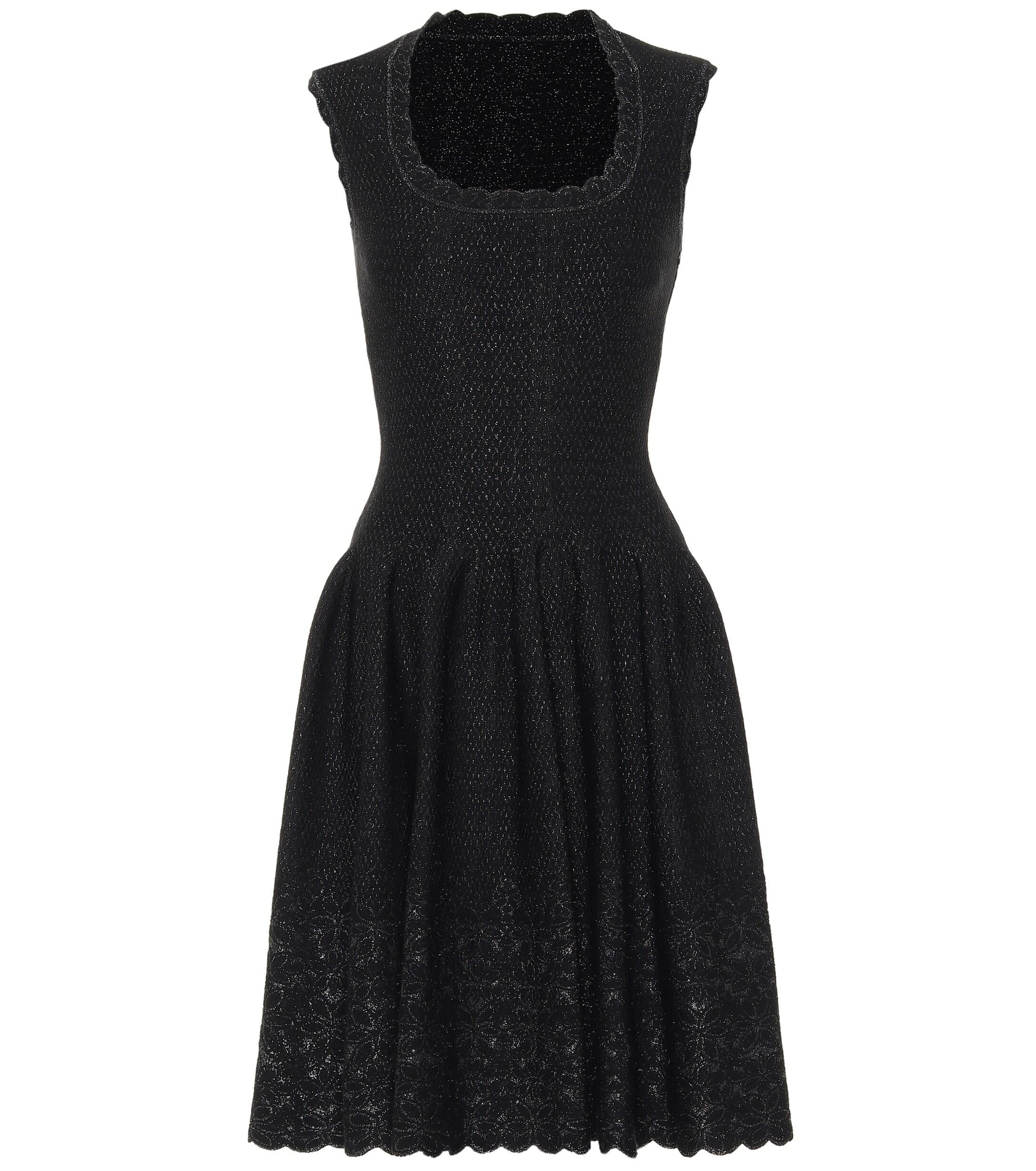 Alaïa Metallic Jacquard Knit Dress in Black - Lyst