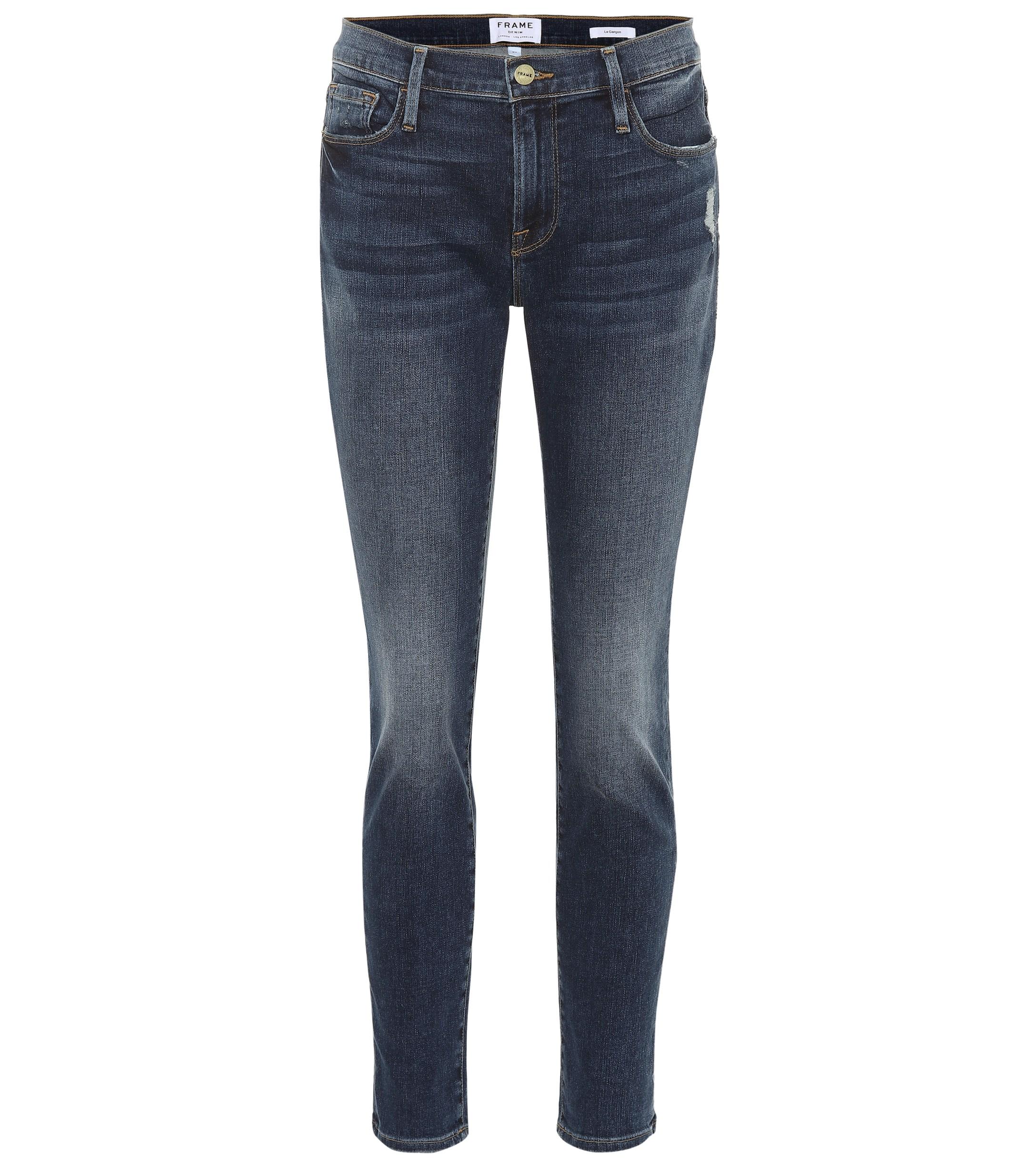 Lyst - FRAME Le Garçon Cropped Mid-rise Jeans in Blue