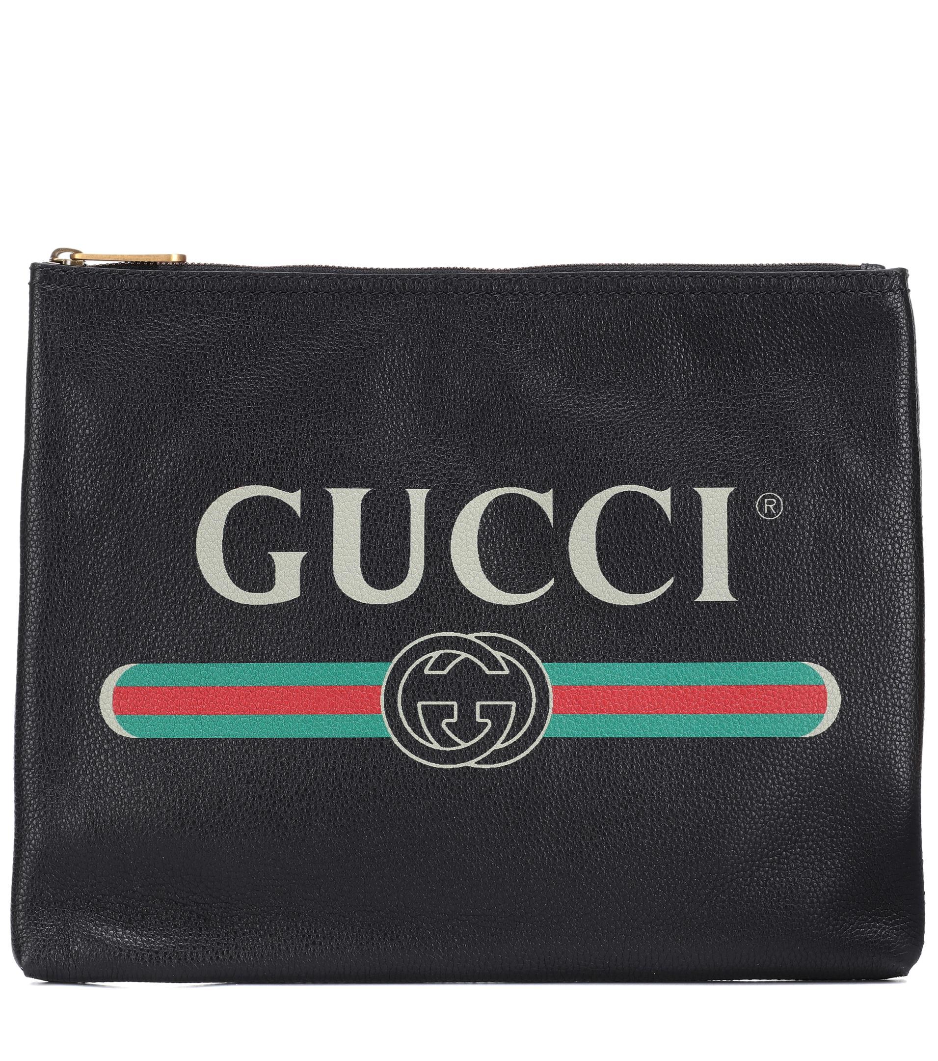 Gucci Print Leather Pouch in Black Leather (Black) - Save 1% - Lyst