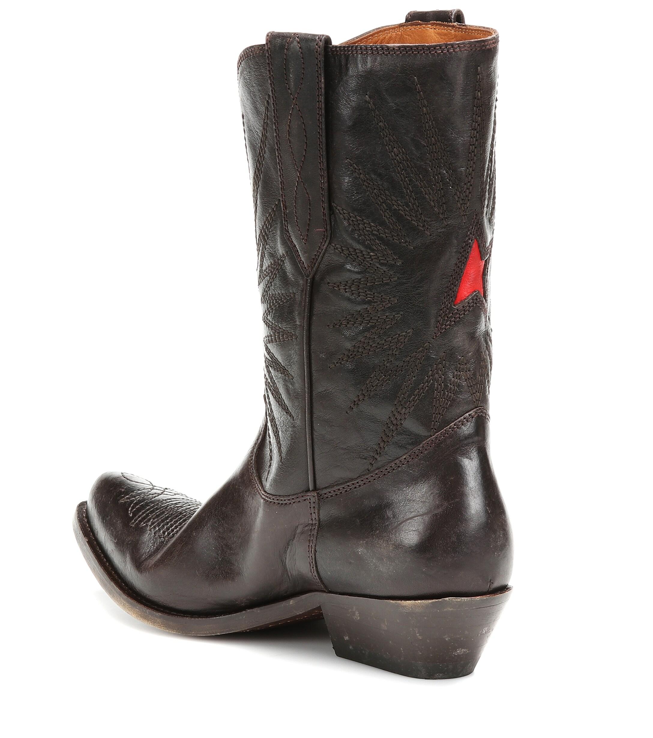 golden goose wish star leather western boots