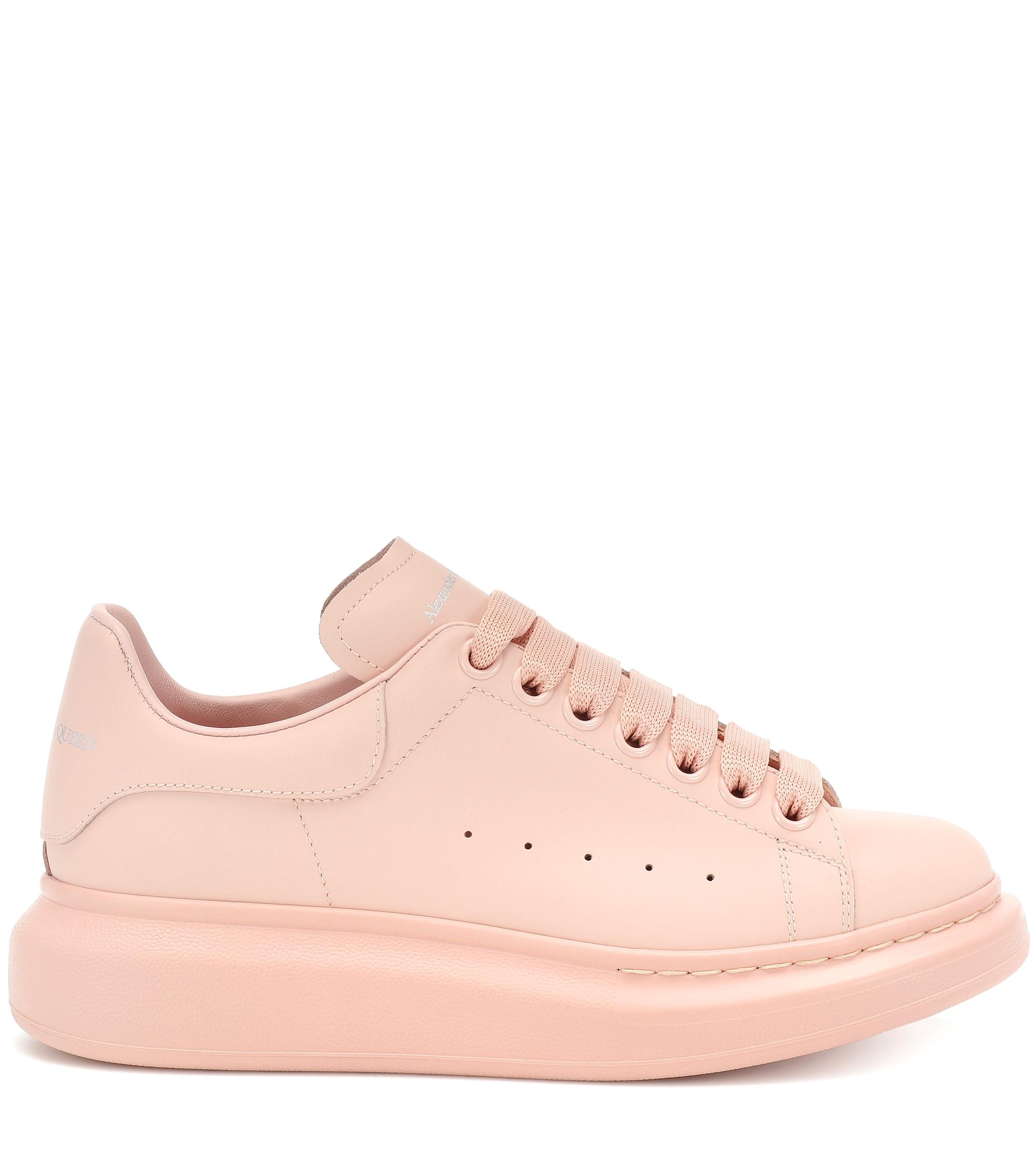 alexander mcqueen pink leather sneakers