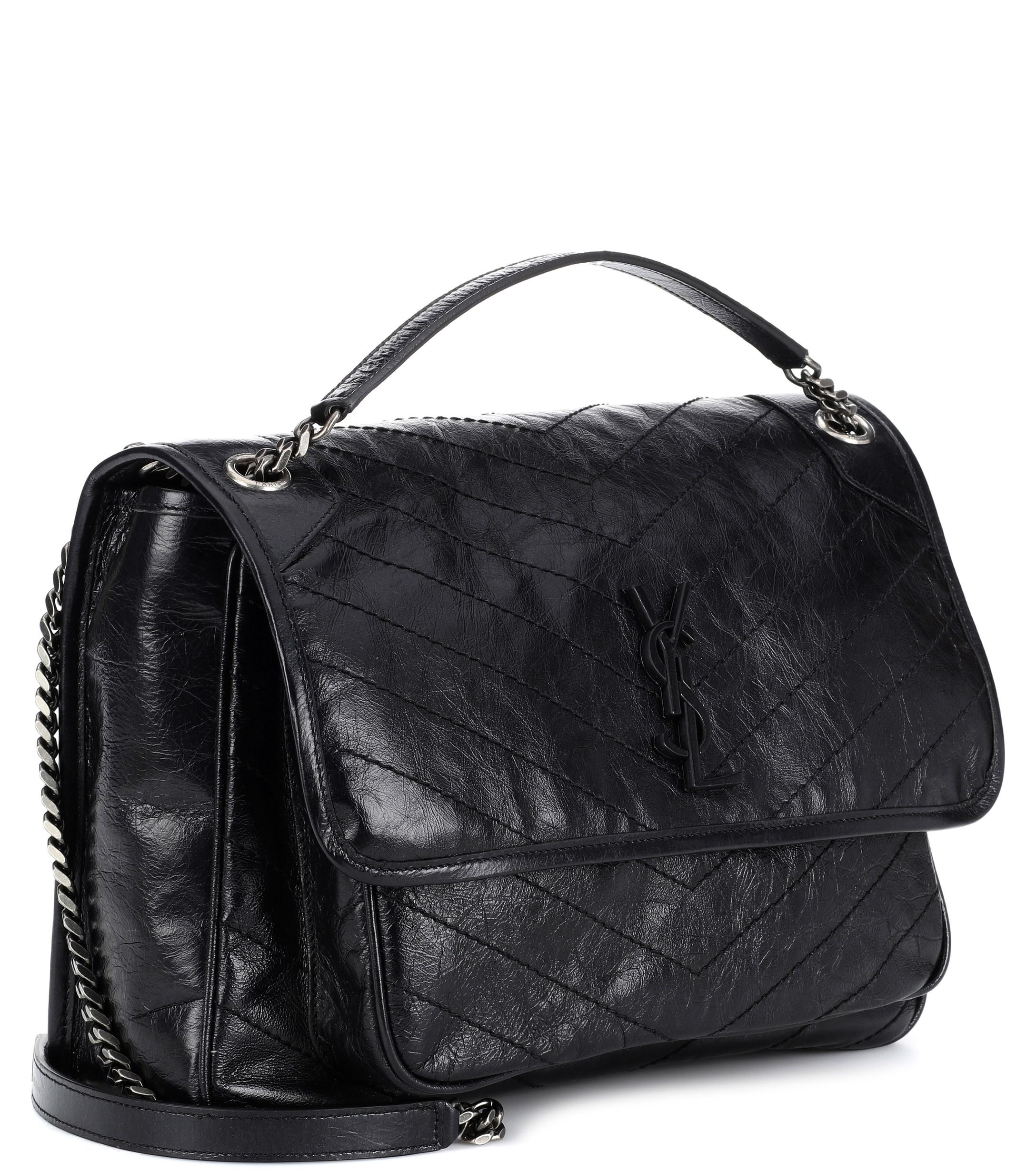Lyst - Saint Laurent Large Niki Leather Shoulder Bag in Black