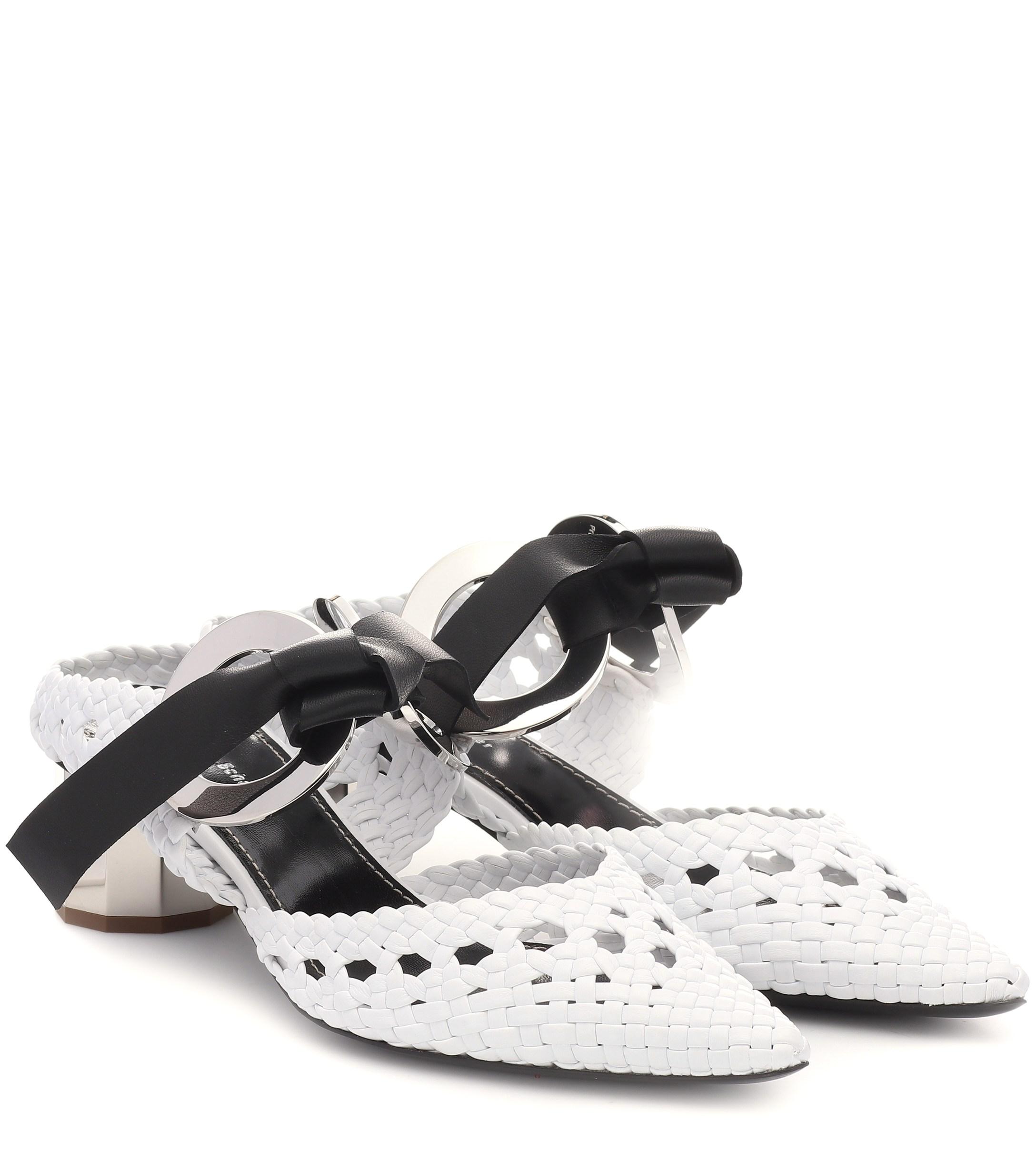 woven white mules