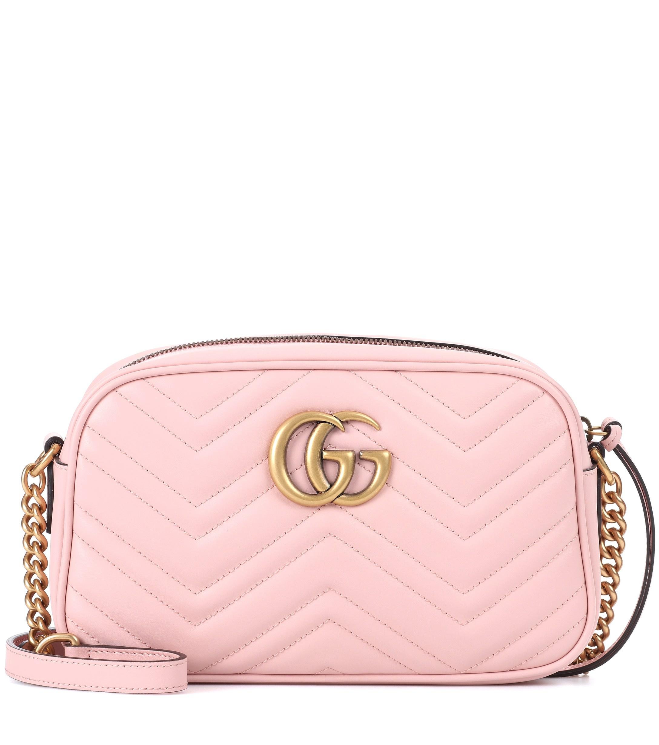 Gucci GG Marmont Leather Crossbody Bag in Pink - Lyst