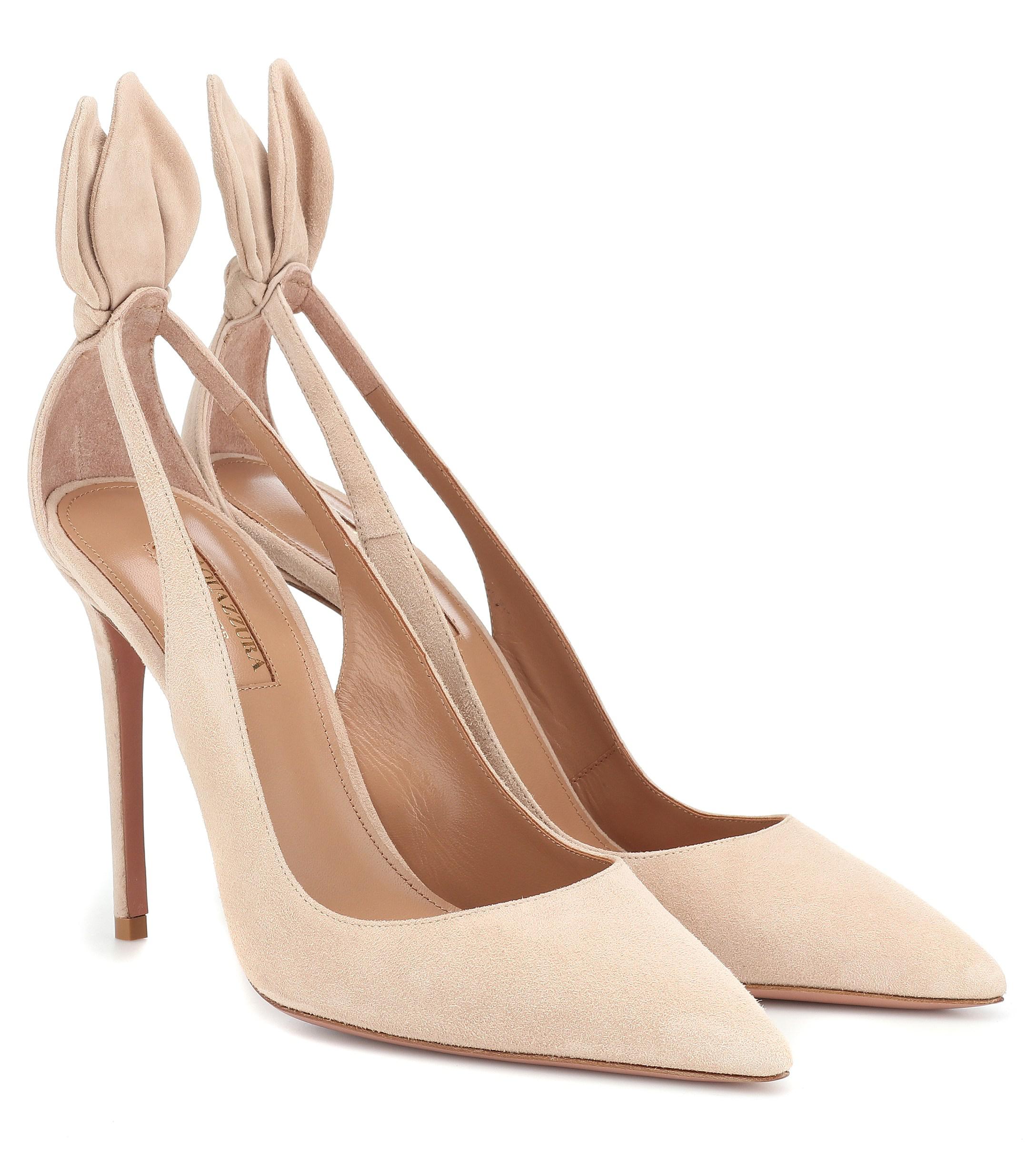 Aquazzura Deneuve 105 Suede Pumps in Natural - Lyst