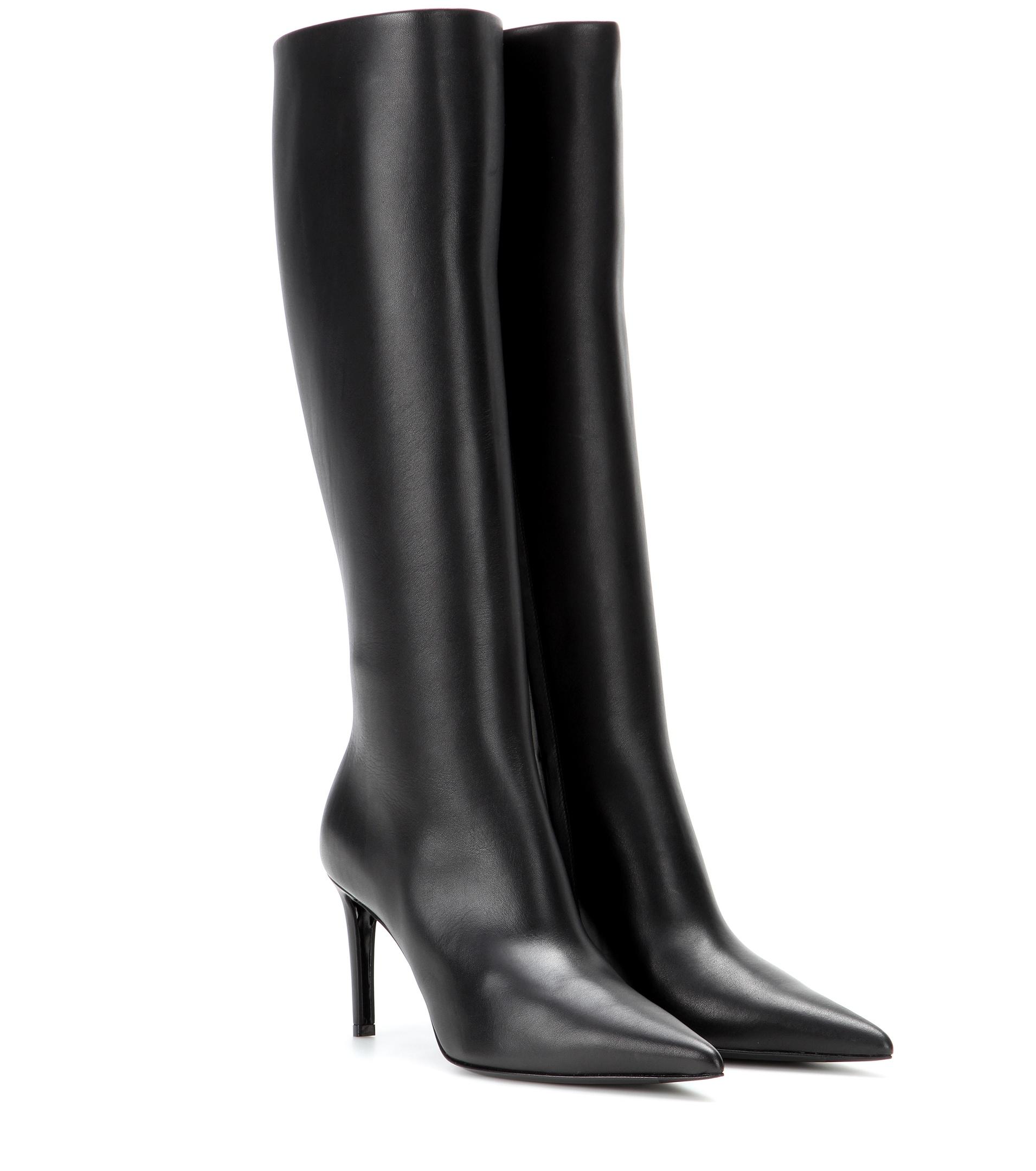 Balenciaga Leather Knee-High Boots in Black | Lyst