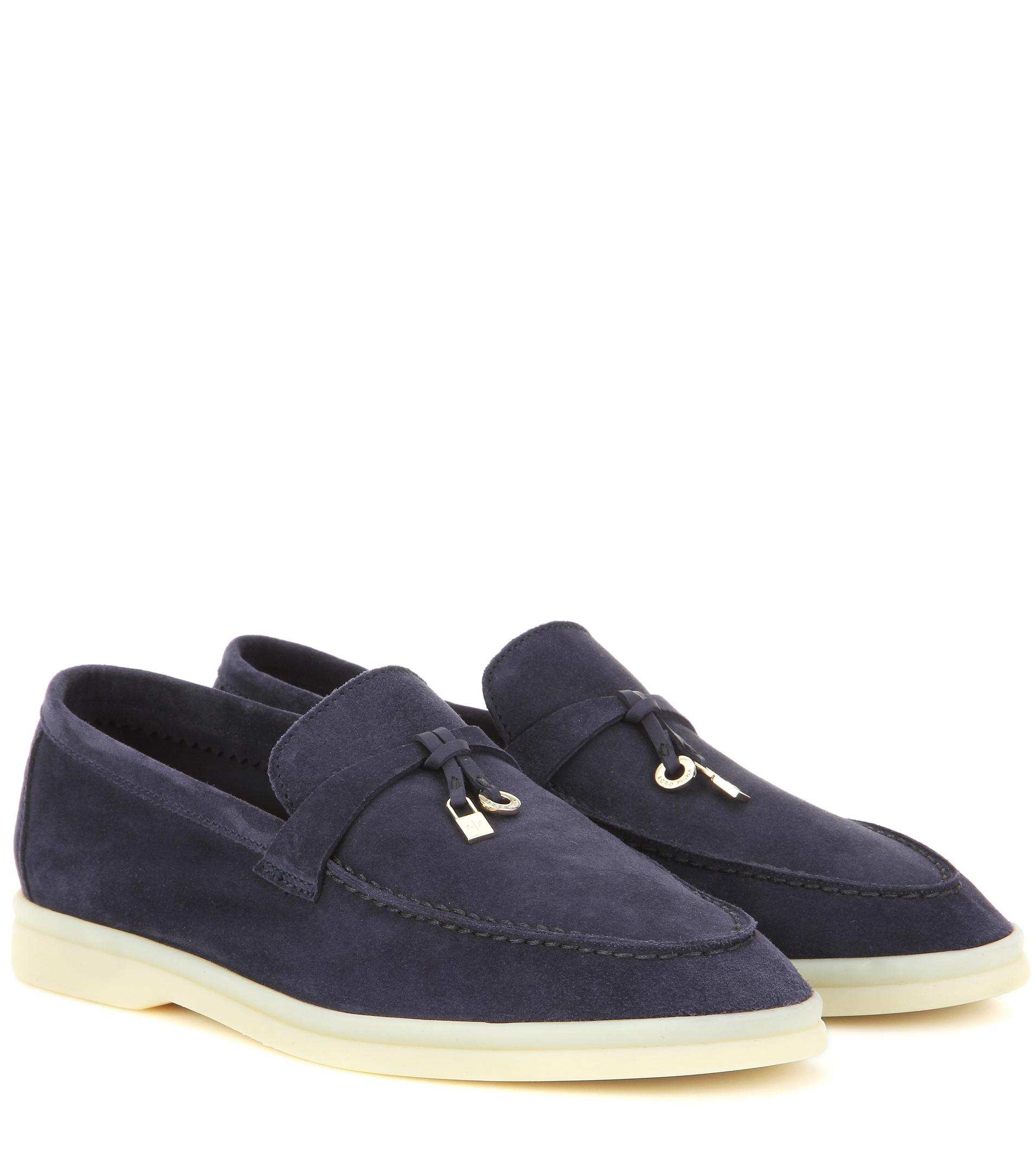 Lyst - Loro Piana Summer Charms Walk Embellished Suede Loafers in Blue