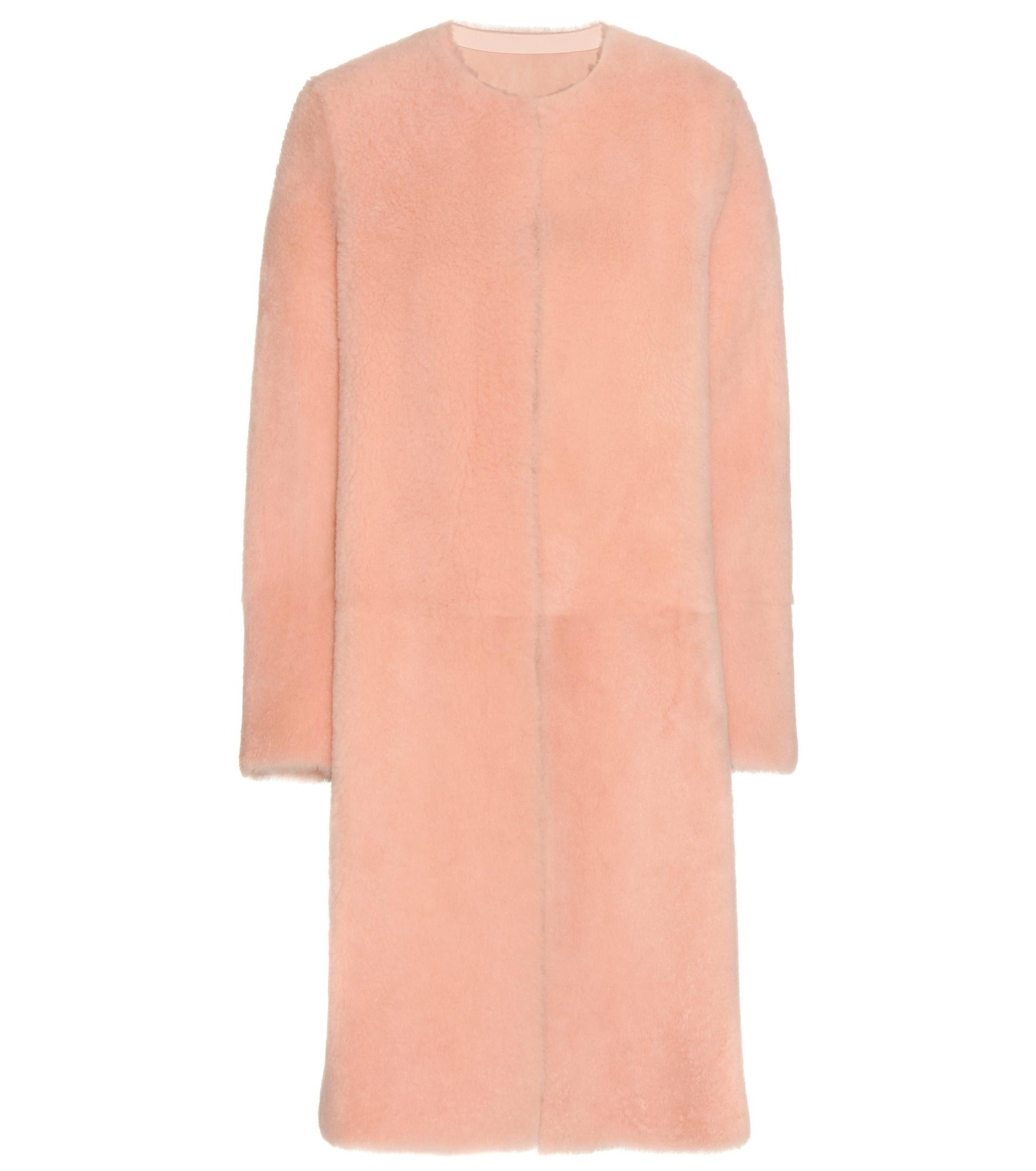 Lyst Bottega Fur Coat in Pink