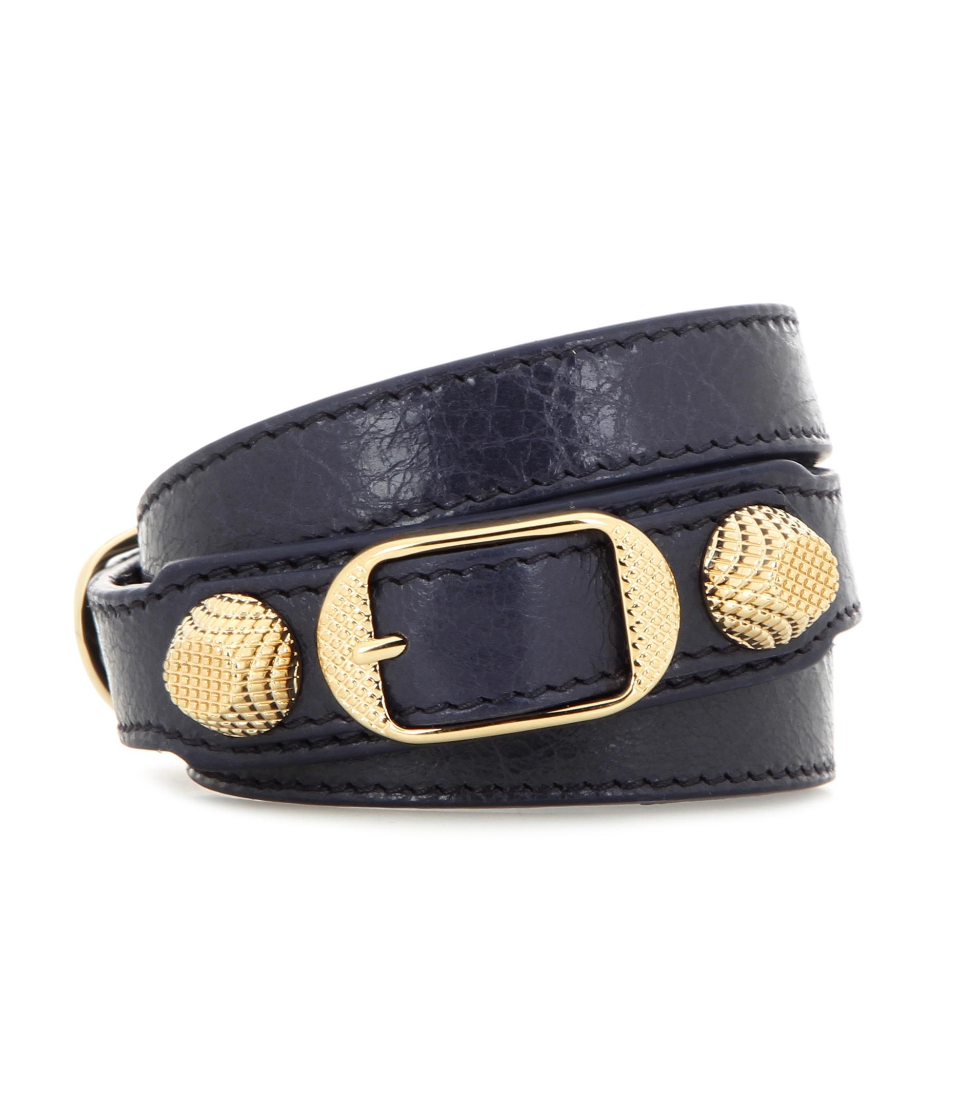 Lyst - Balenciaga Giant Leather Bracelet in Black