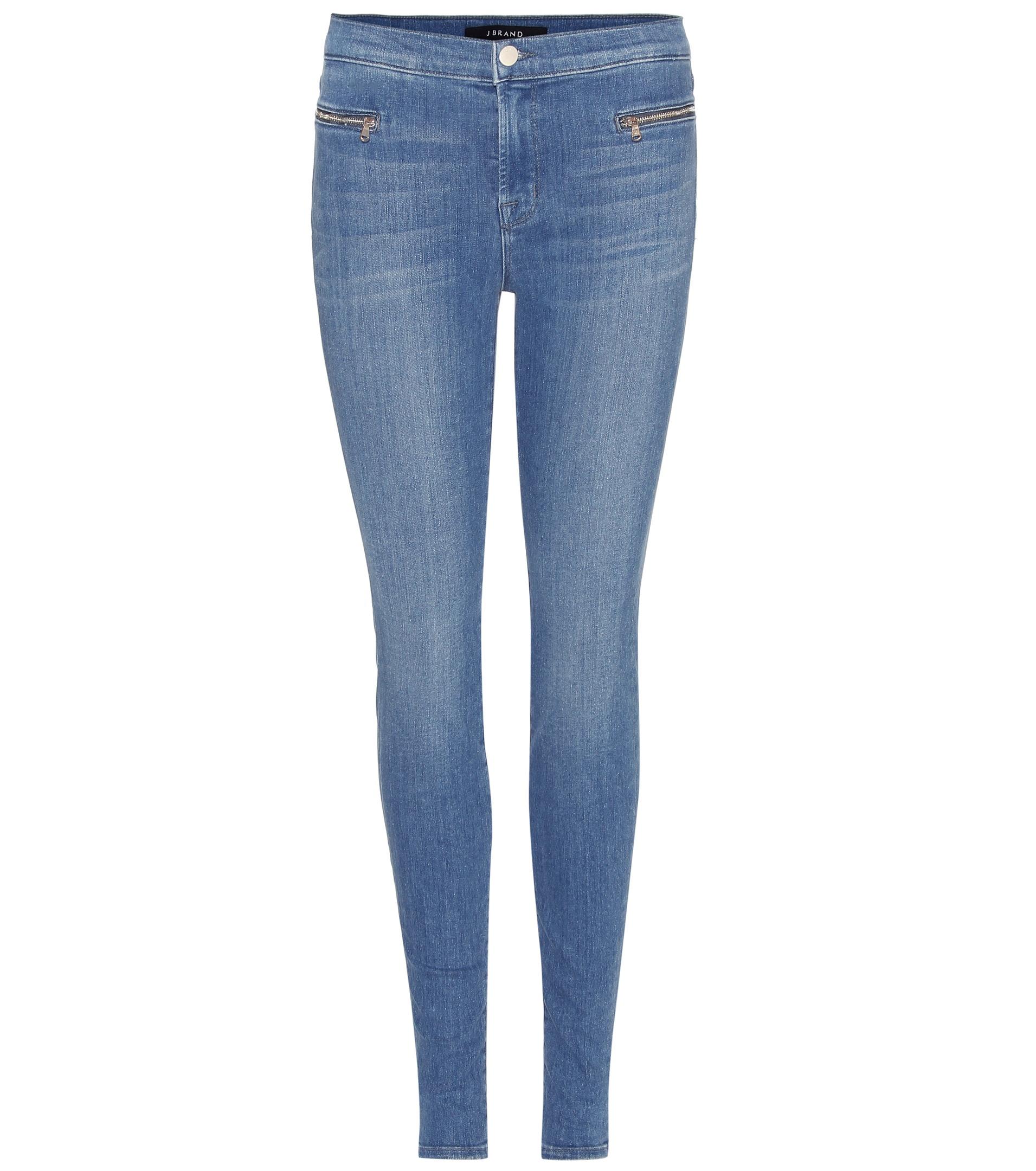 Lyst - J brand Emma Mid Rise Super Skinny Jeans in Blue