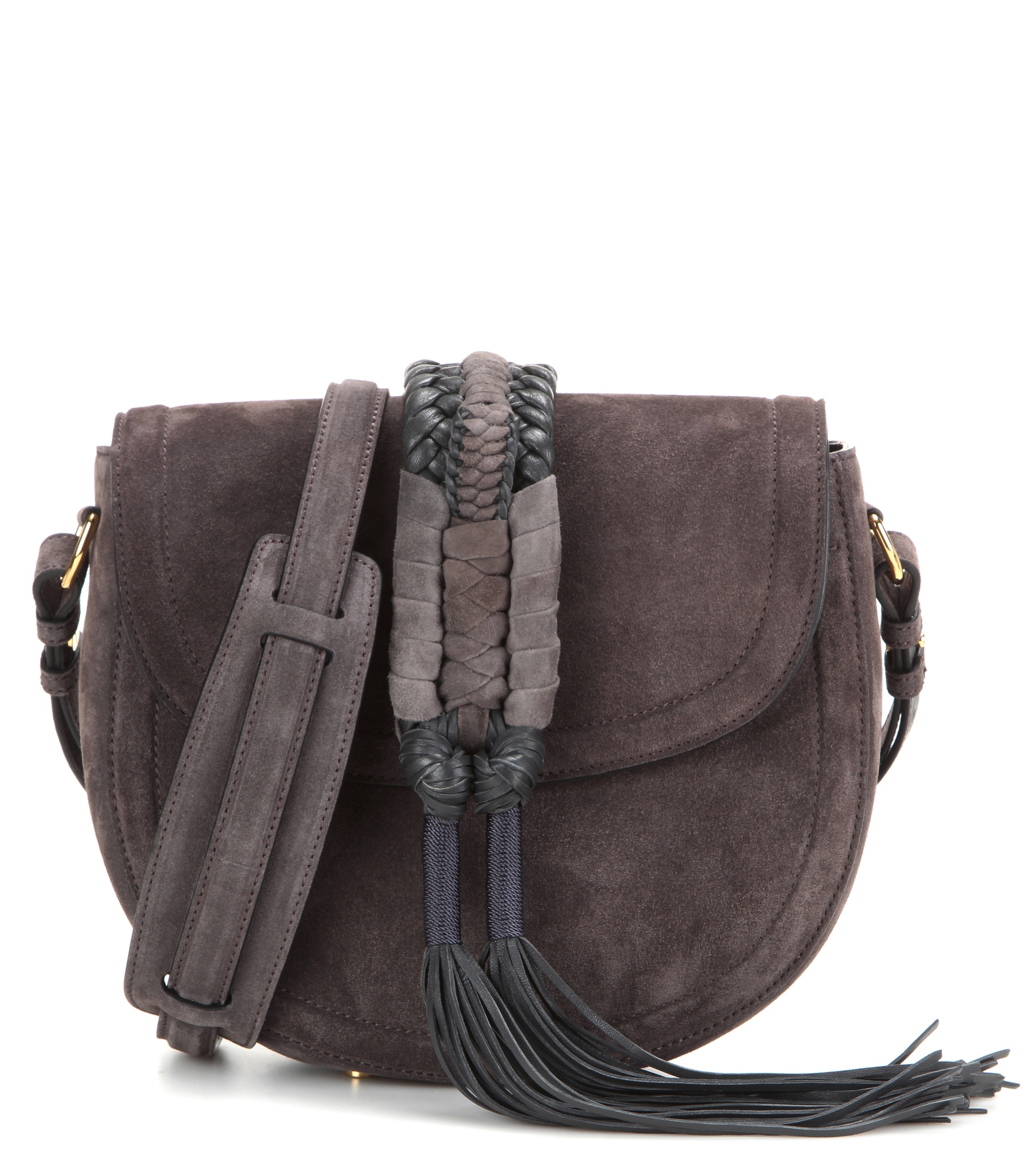 Altuzarra Ghianda Knot Saddle Suede Shoulder Bag in Gray (grey) Lyst