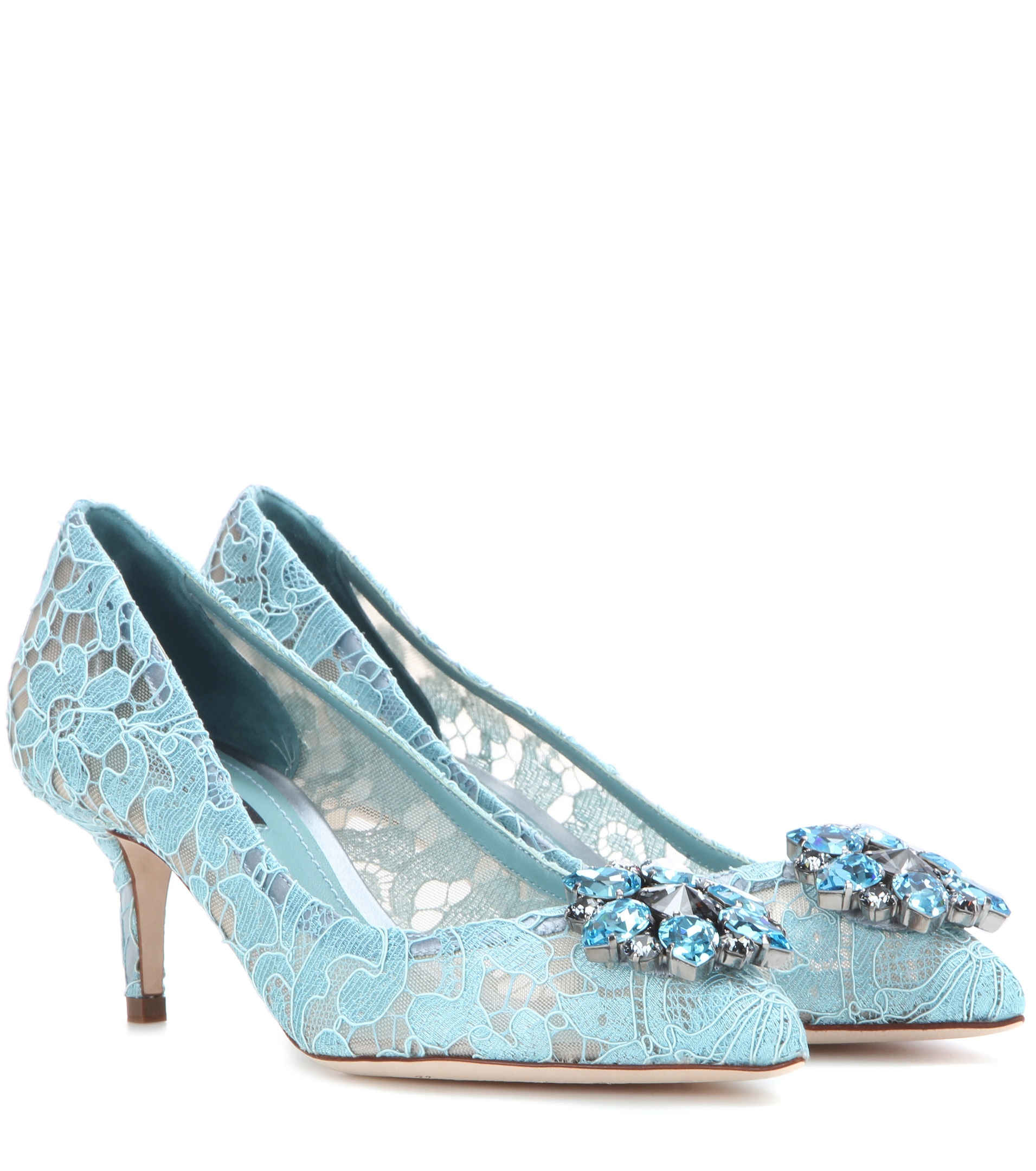 Dolce & gabbana Bellucci Embellished Lace Pumps in Blue | Lyst