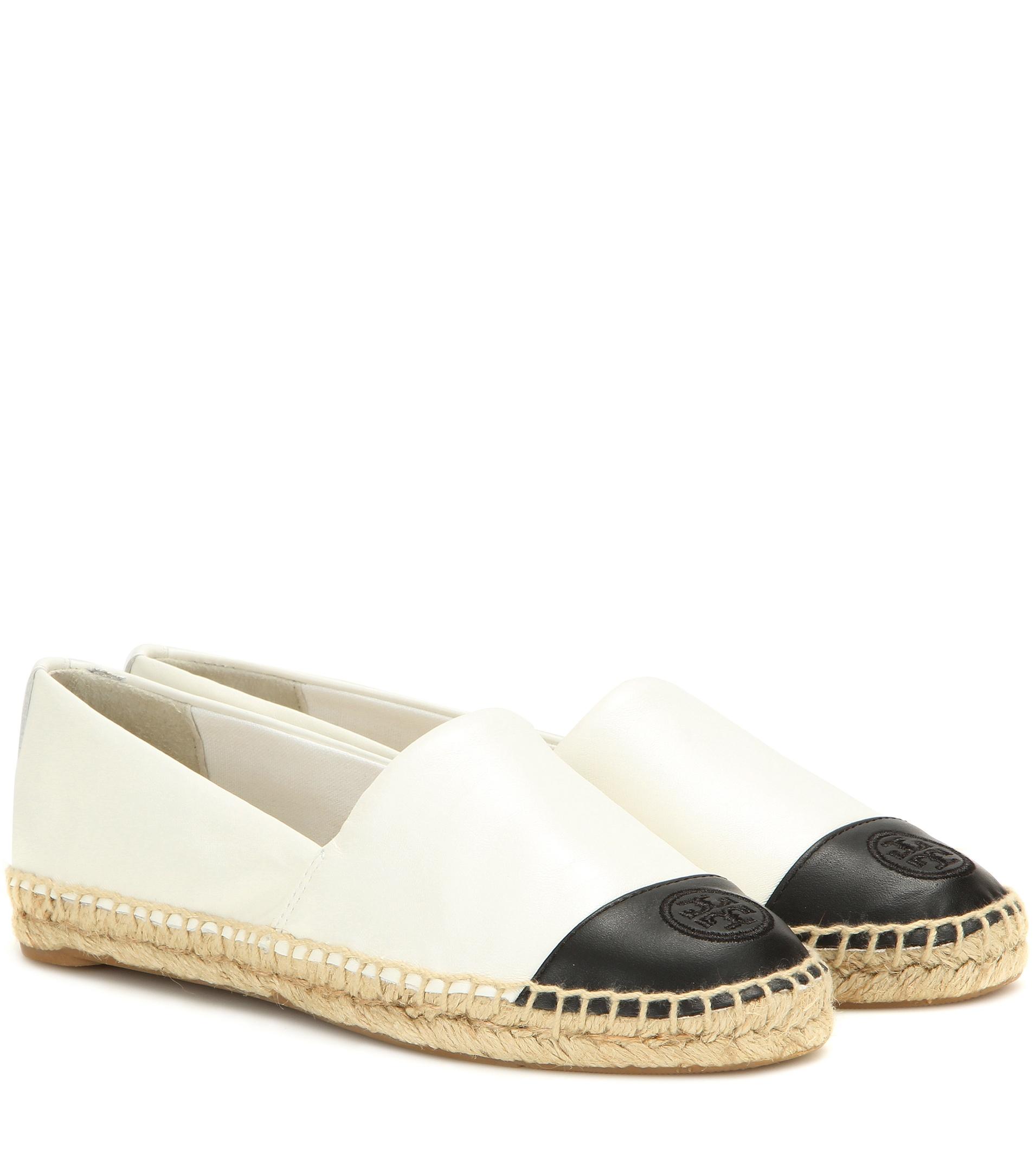 Tory burch Leather Espadrilles in White | Lyst