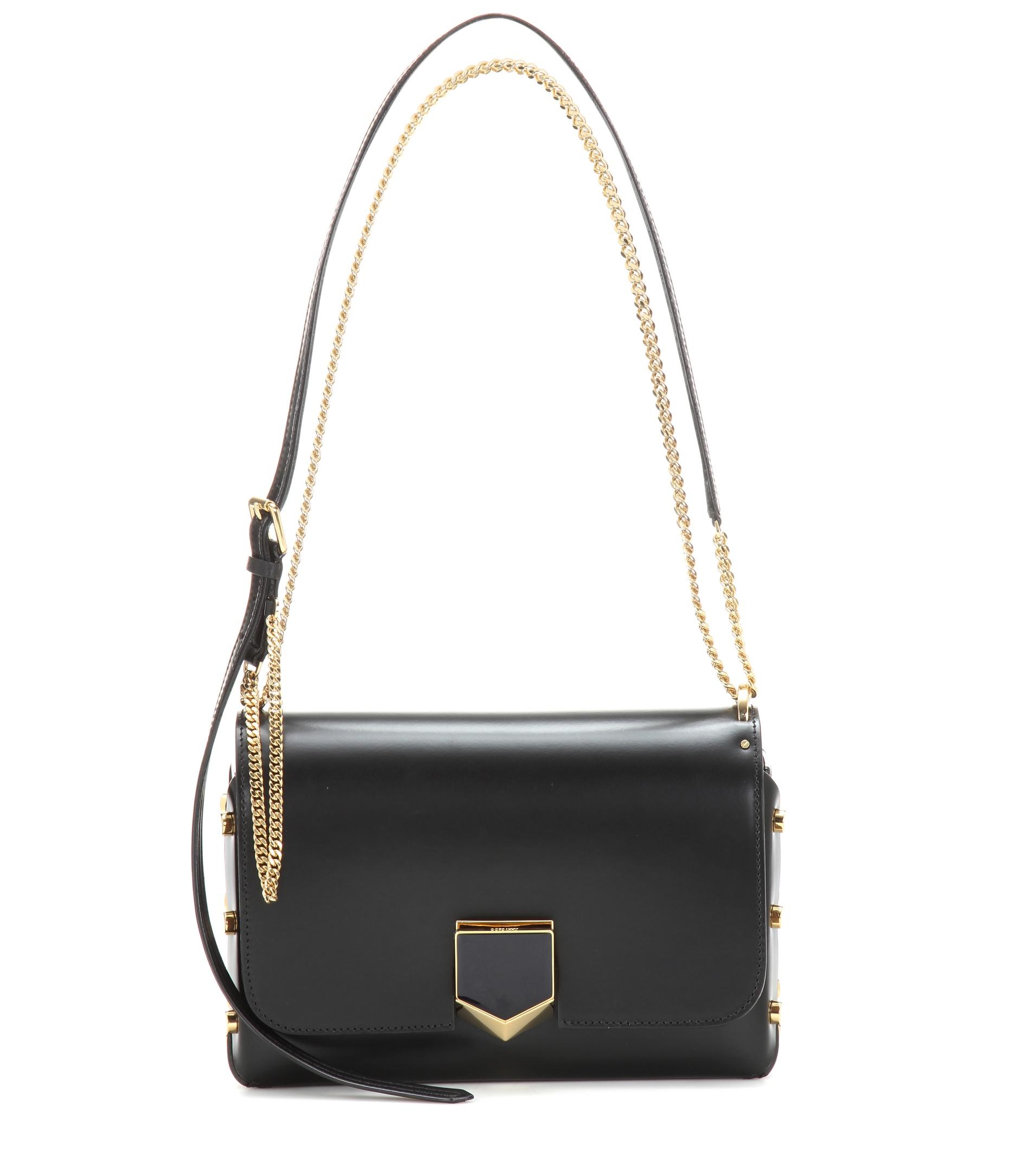 Jimmy choo Lockett City Leather Shoulder Bag in Black | Lyst