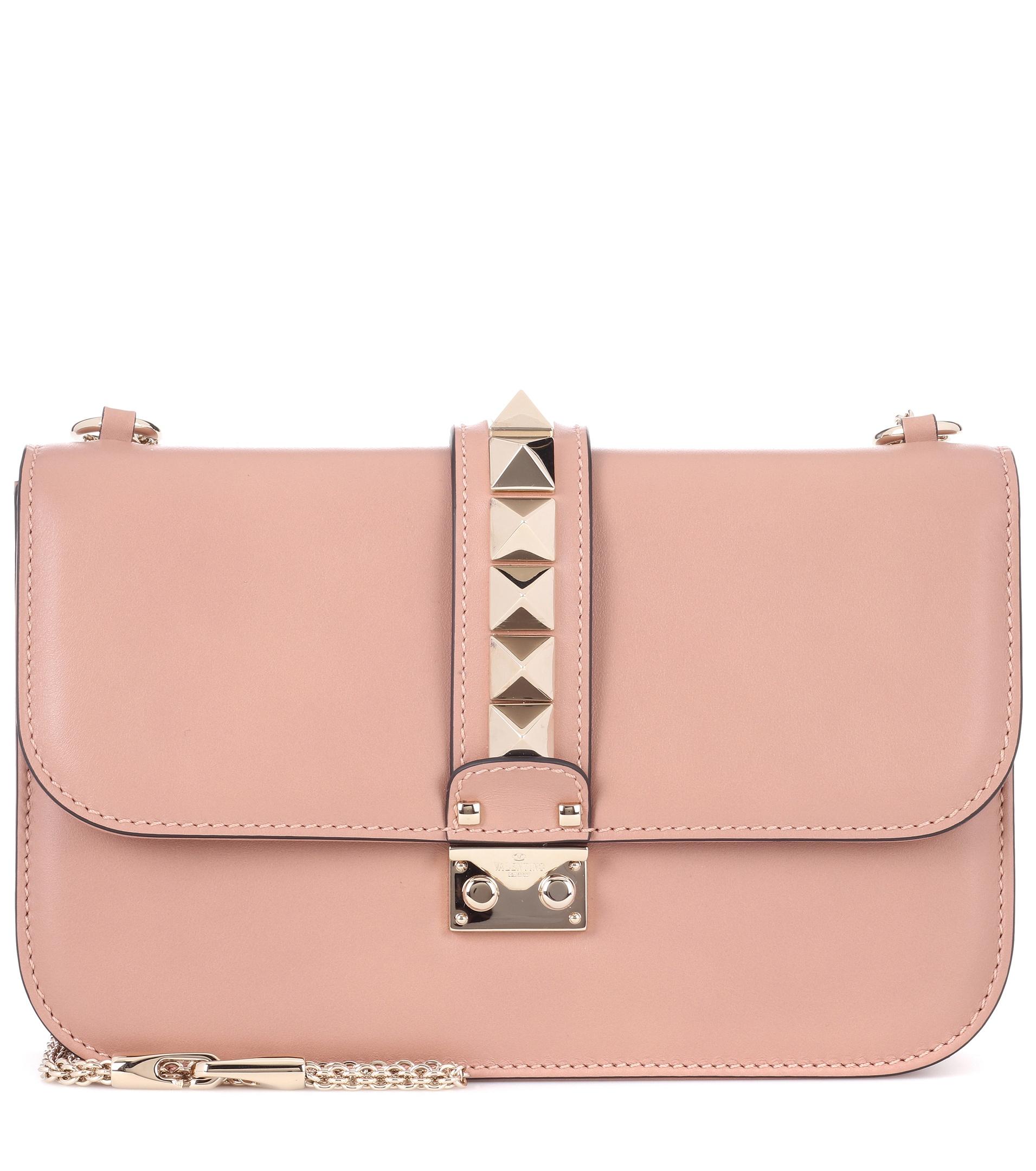 Lyst - Valentino Garavani Lock Medium Leather Shoulder Bag in Pink