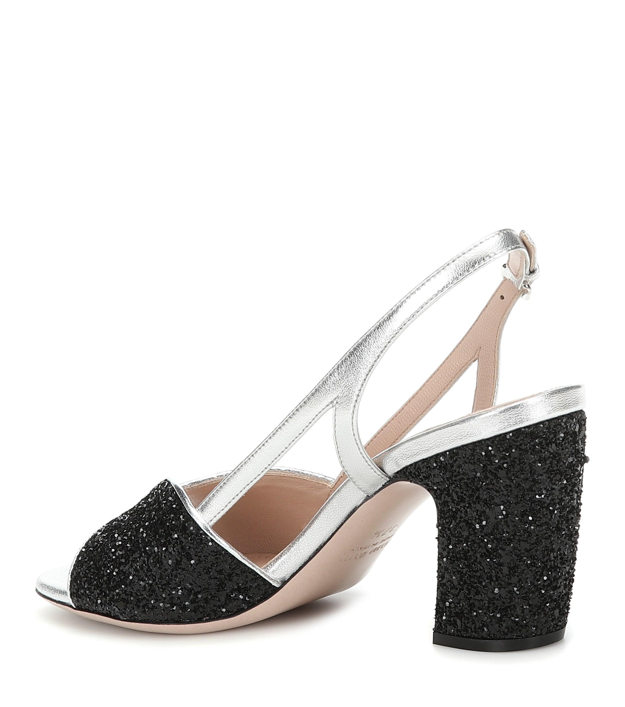 miu miu glitter slingback pumps