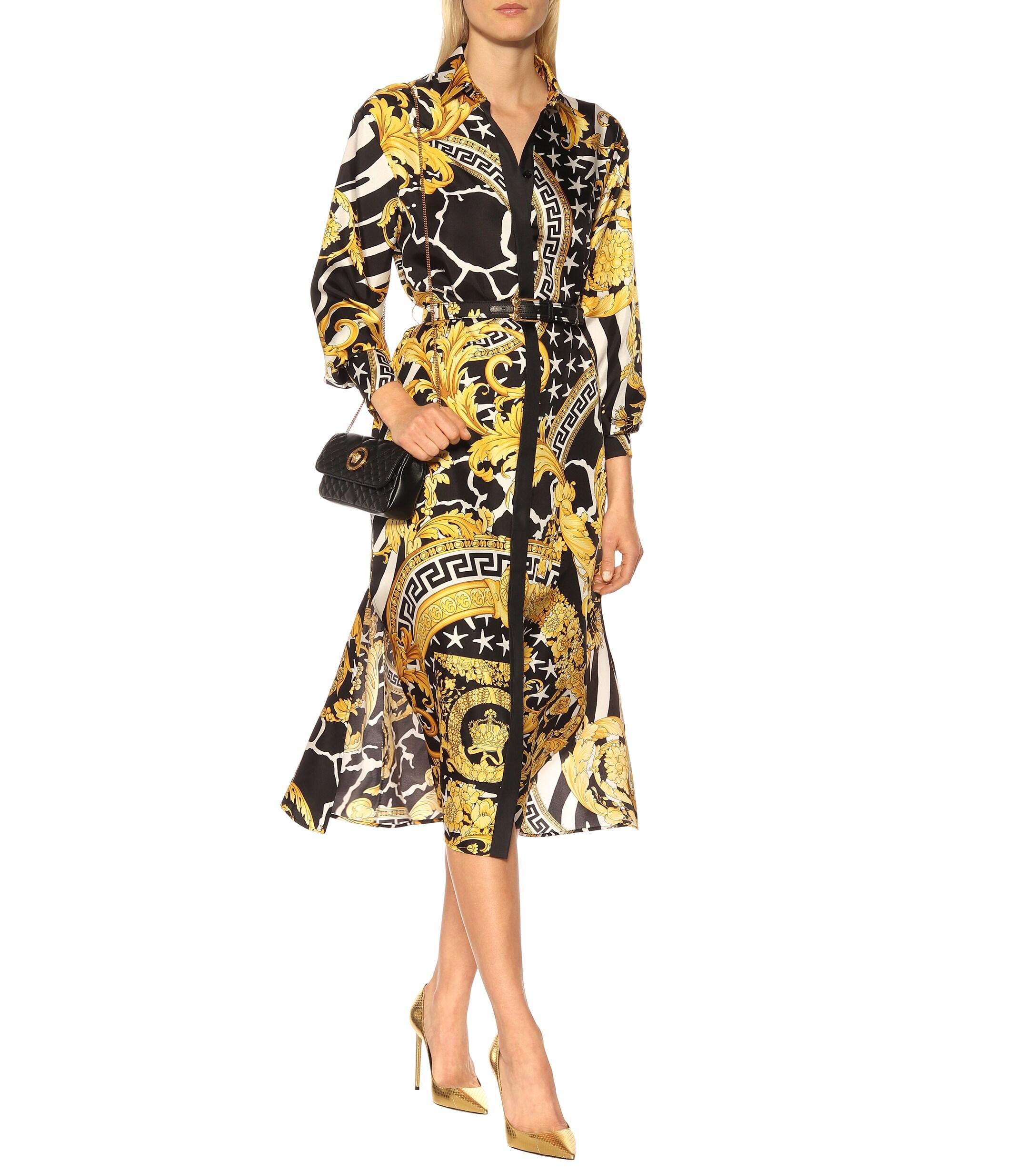 Versace Baroque Silk Midi Dress - Lyst