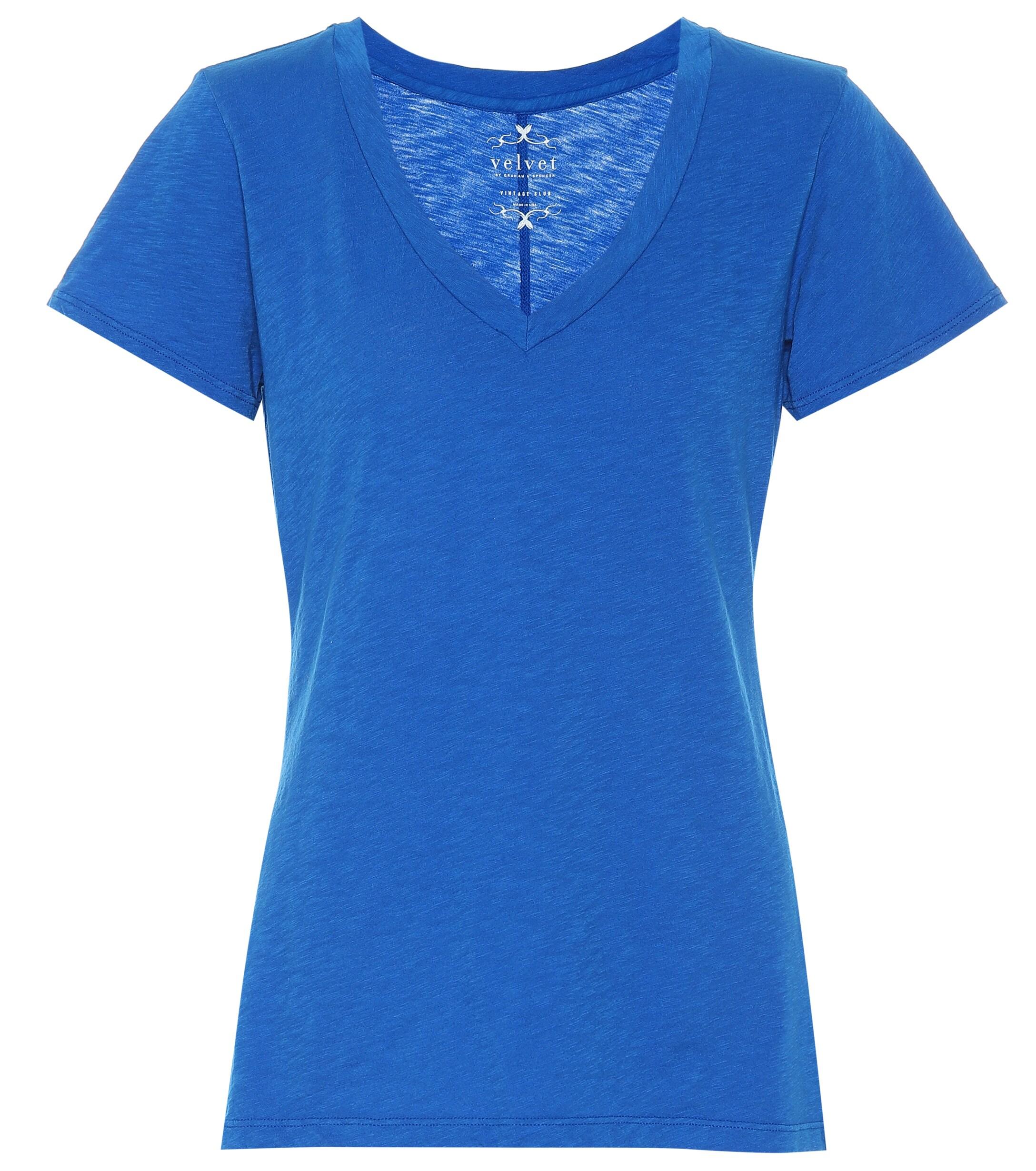 Velvet Velvet Cotton T-shirt in Blue - Lyst