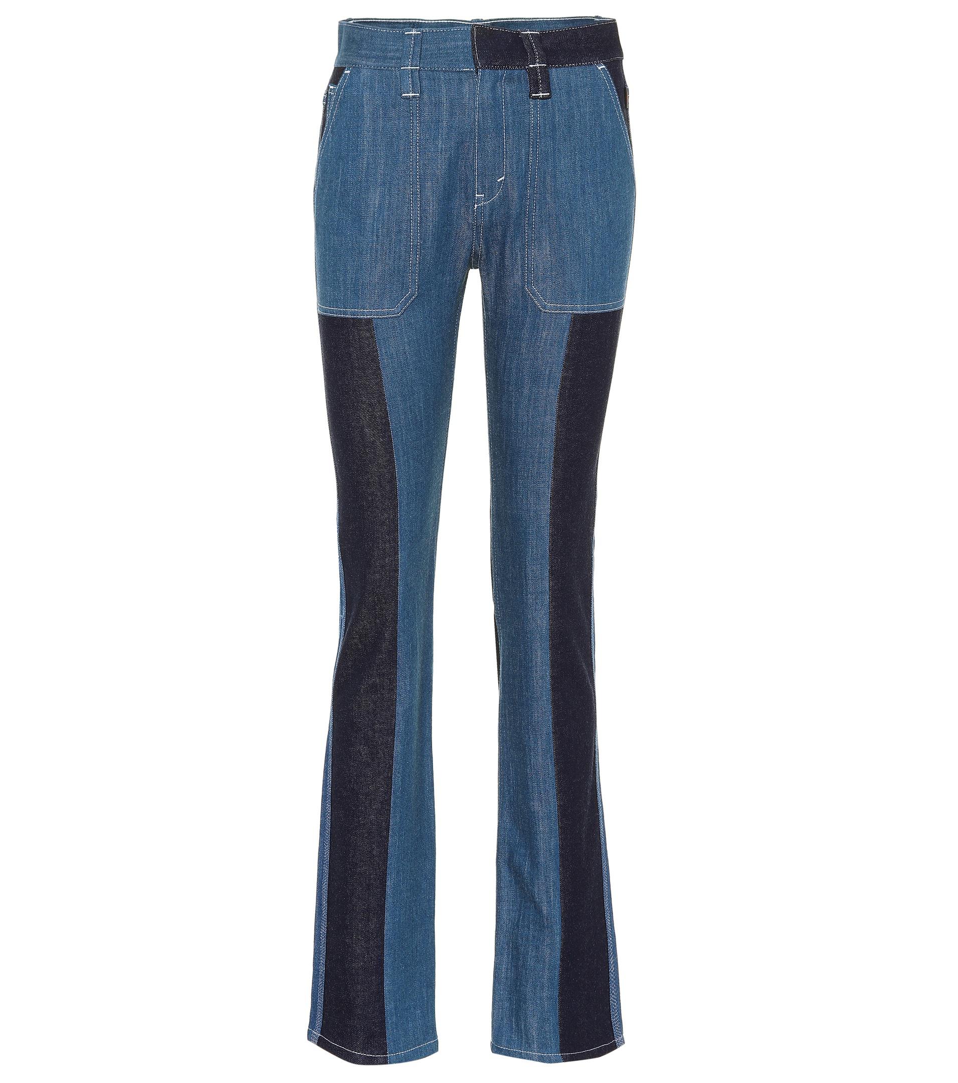 Chloé Denim Patchwork Flared Jeans in Blue - Lyst