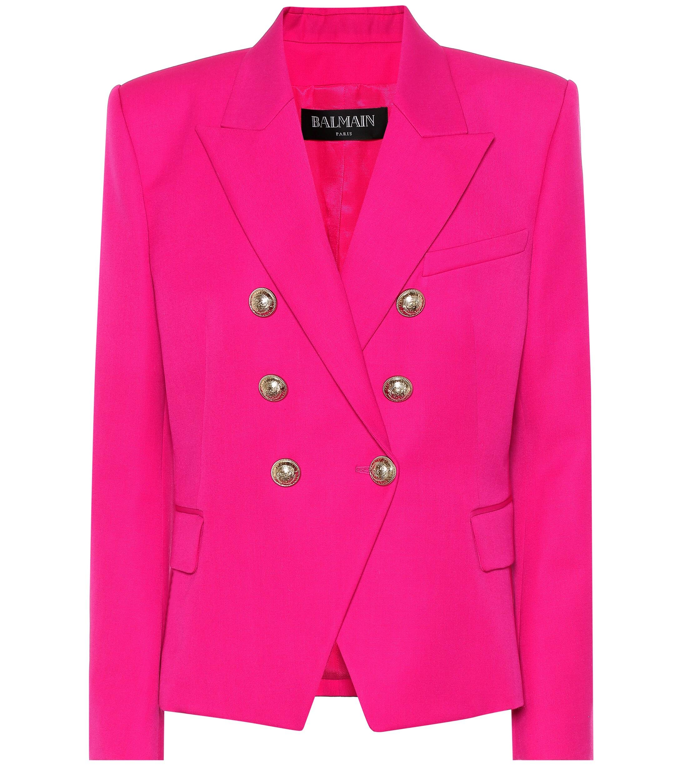 Balmain Wool Blazer in Pink - Lyst