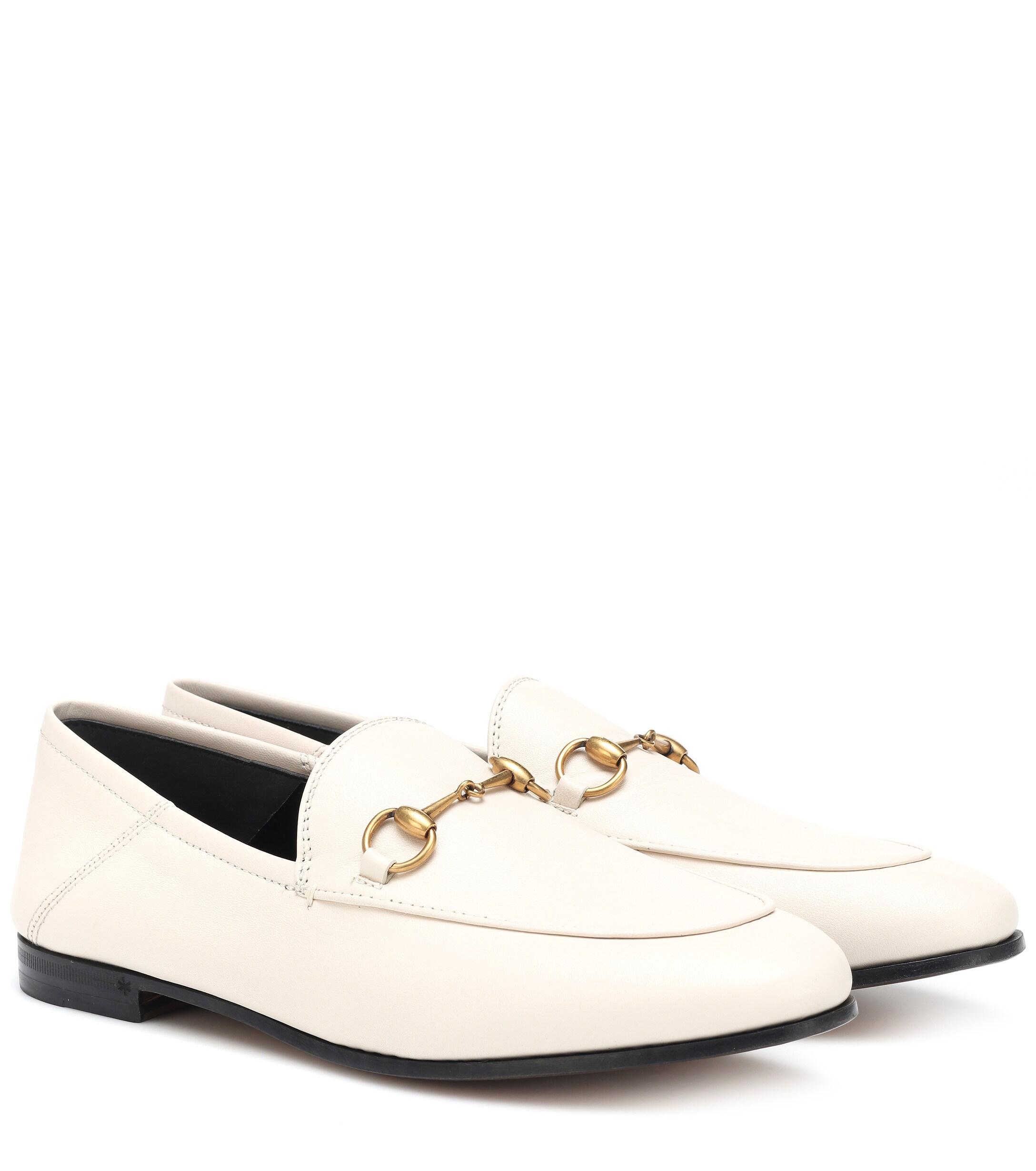 Gucci Brixton Collapsible Leather Loafers in White - Lyst