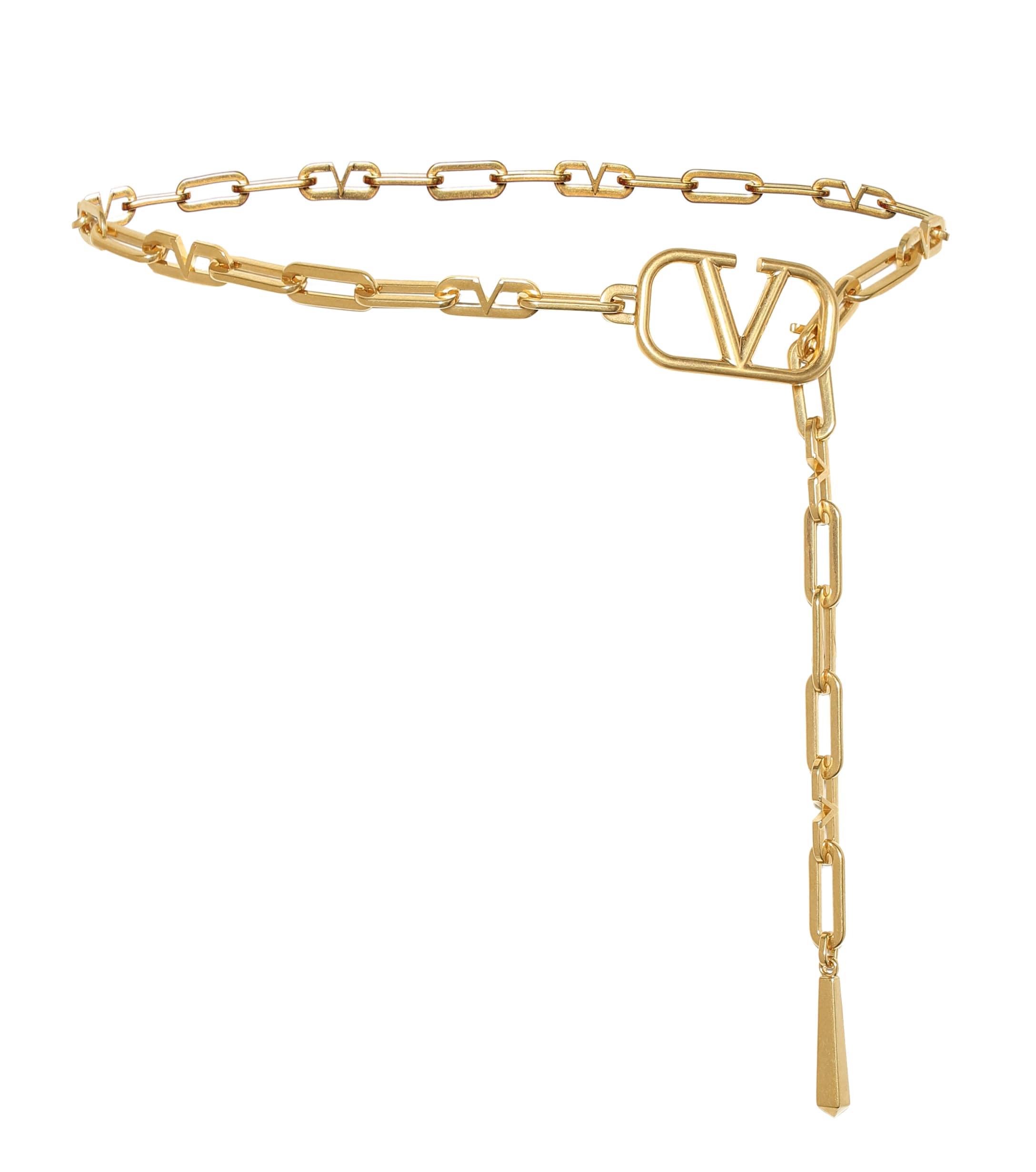 Valentino Vlogo Chain Belt in Metallic Lyst