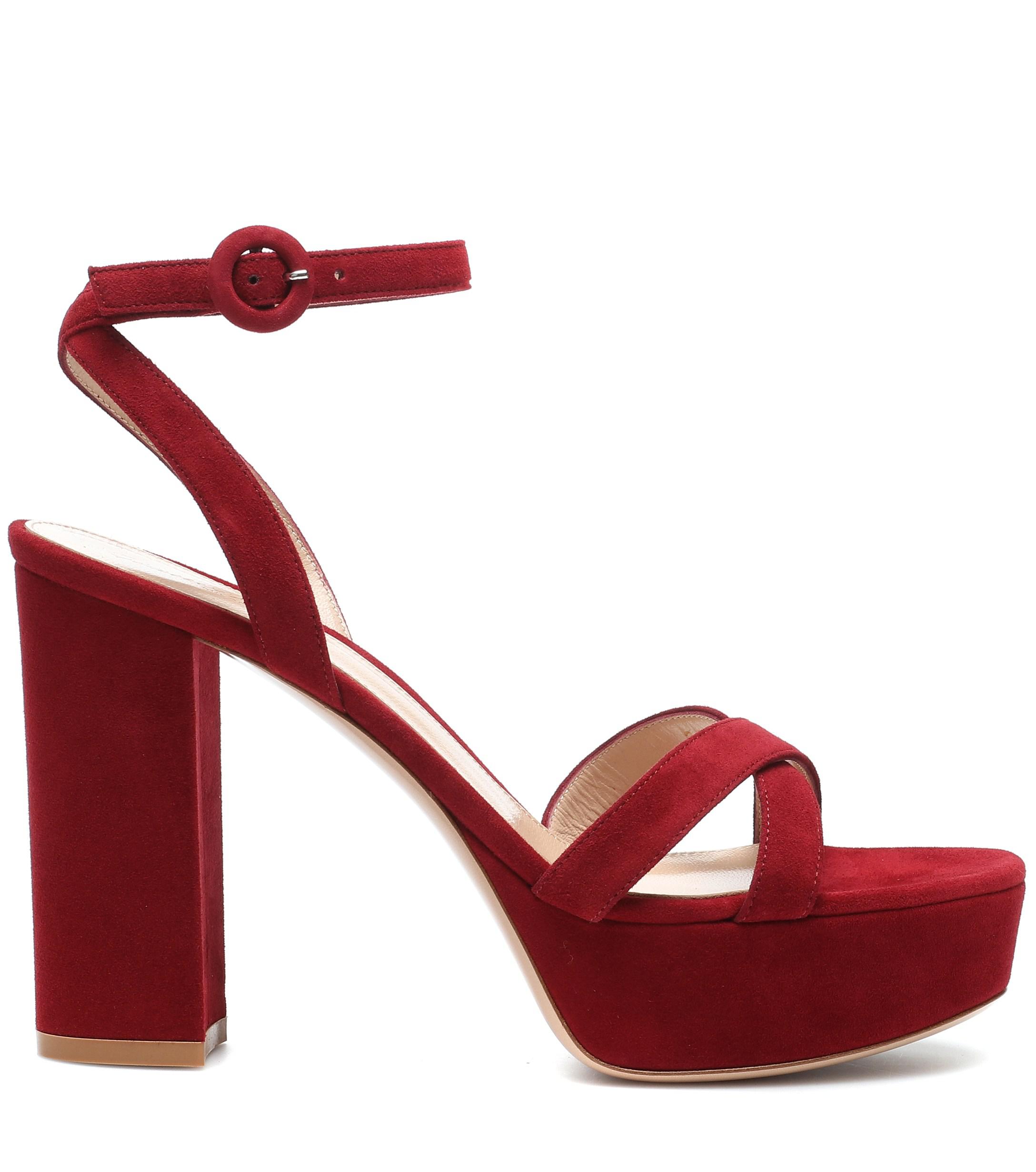 Gianvito Rossi Poppy 70 Suede Plateau Sandals in Red - Lyst