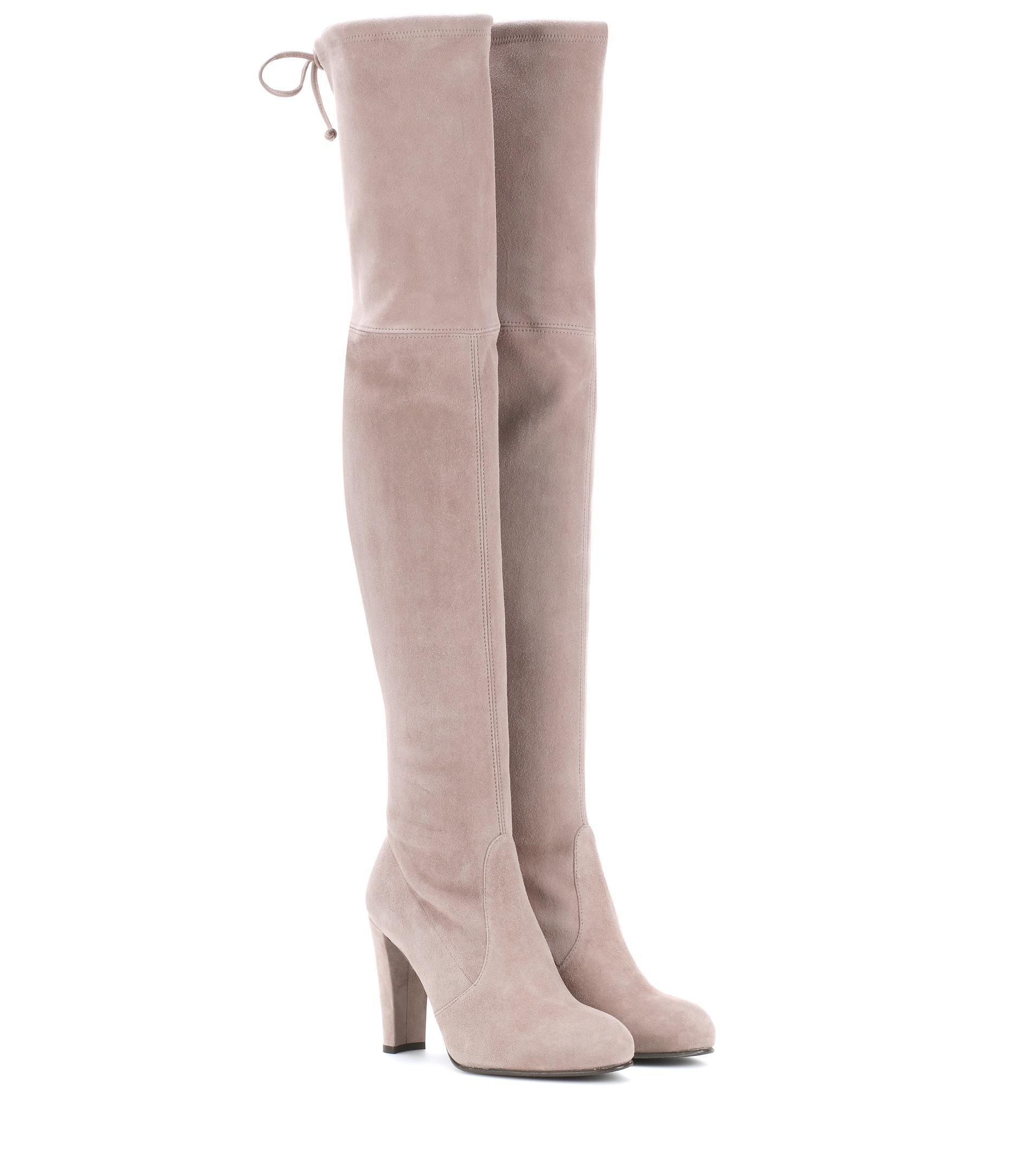 Stuart Weitzman Highland Suede Over-the-knee Boots in Gray - Lyst