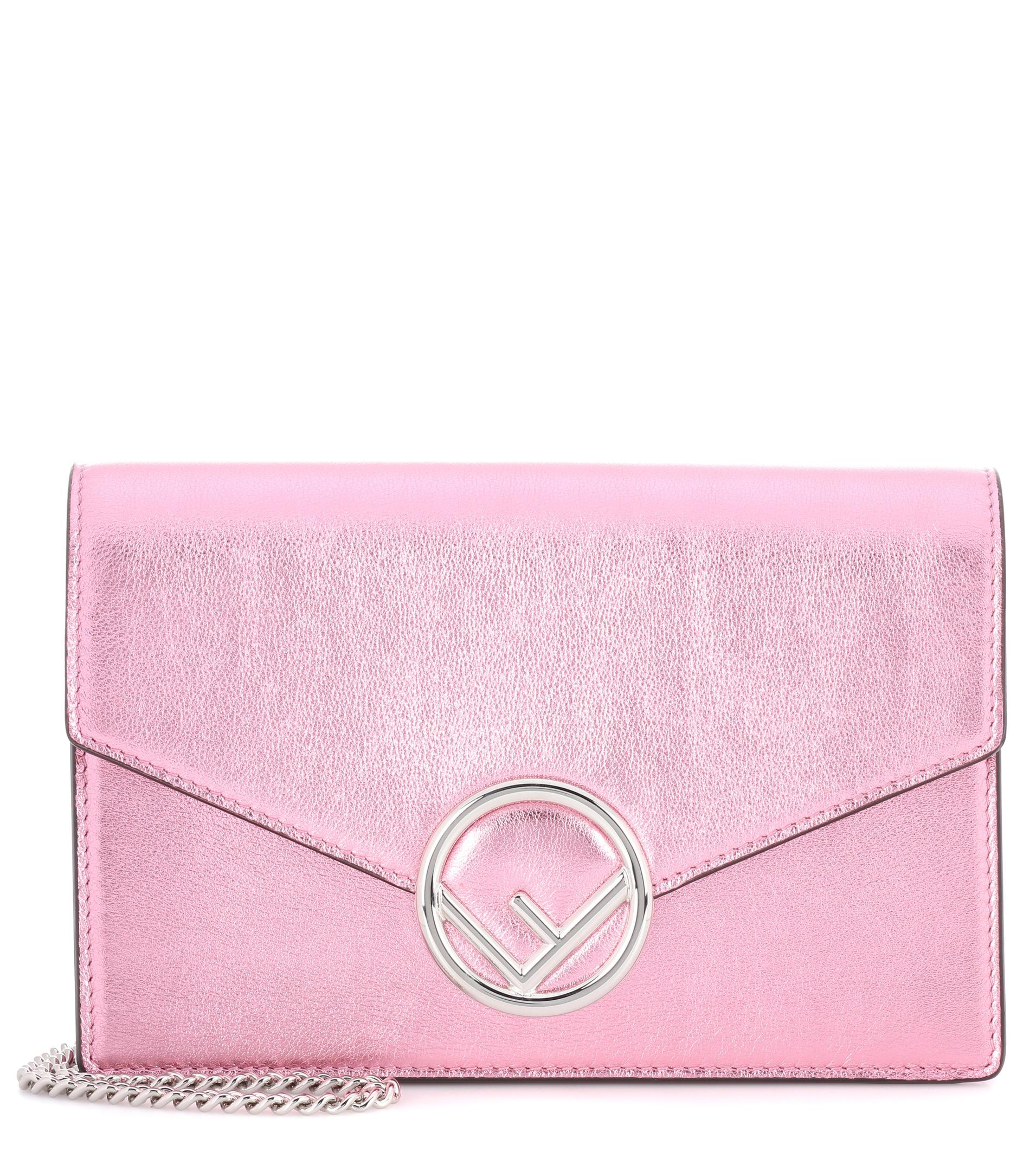Fendi Wallet On Chain Leather Shoulder Bag in Pink Lyst