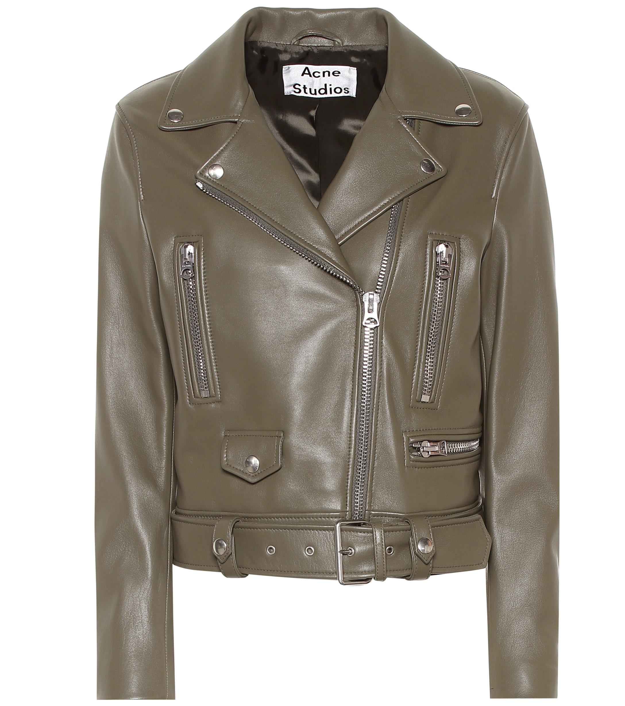 Acne Studios Mock Leather Jacket in Green - Lyst