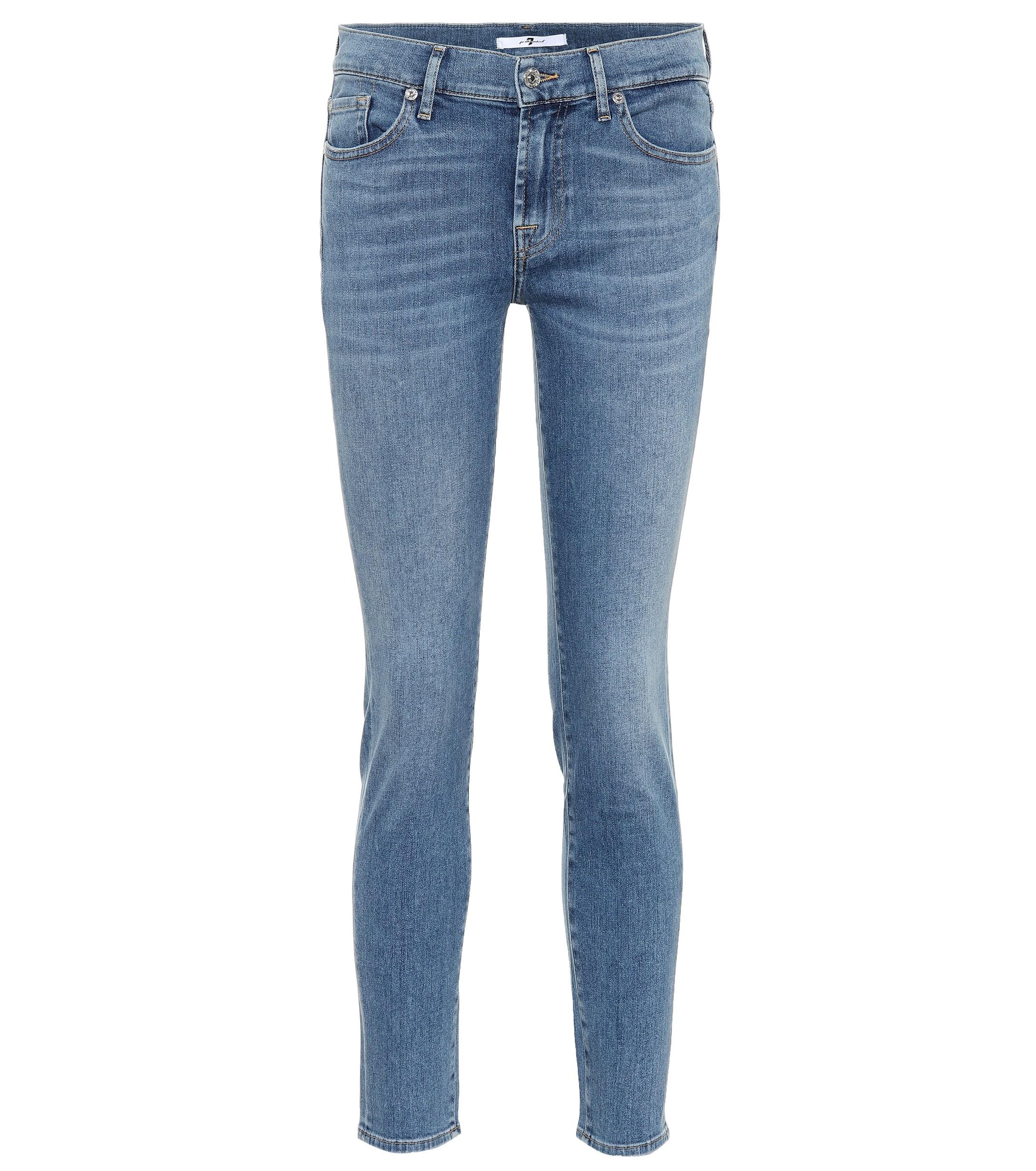 Lyst - 7 For All Mankind Roxanne Mid-rise Skinny Jeans in Blue