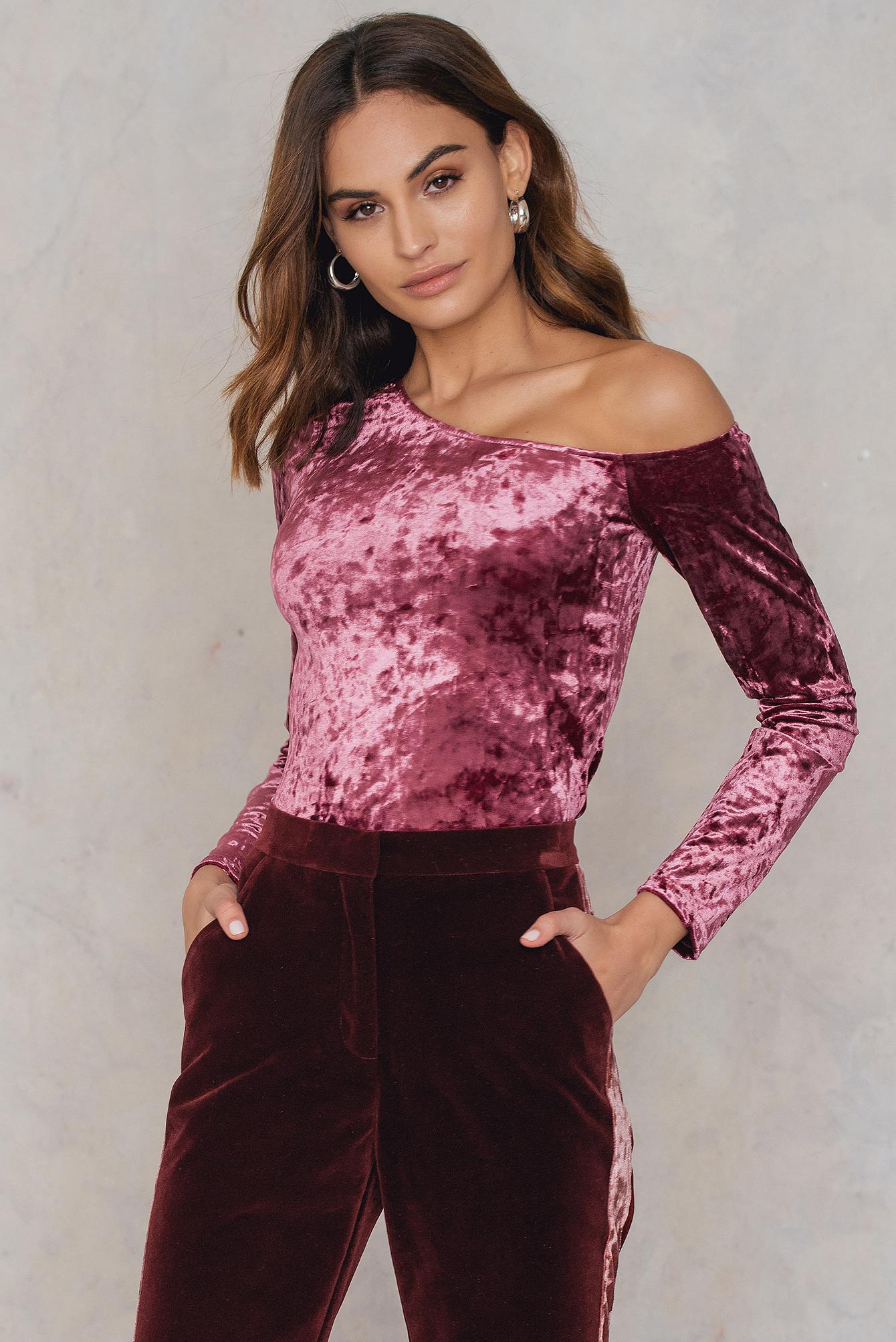 Lyst NaKd One Shoulder Velvet Top in Pink