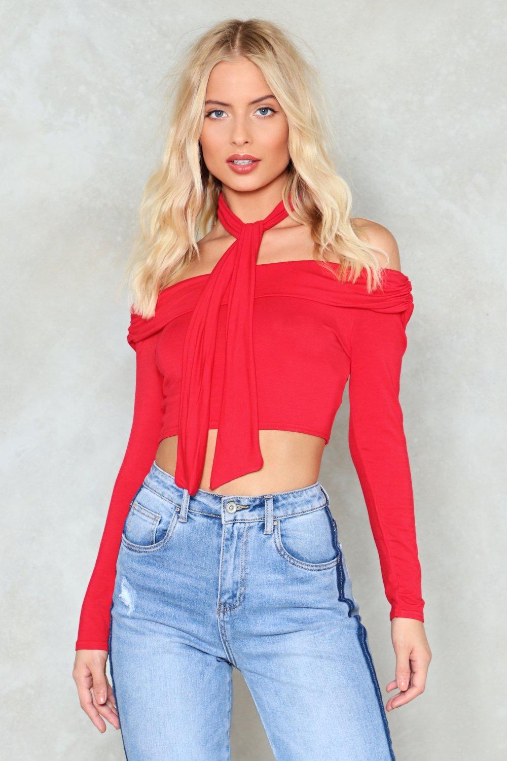 Nasty Gal "take A Chance Offtheshoulder Crop Top" in Red Lyst